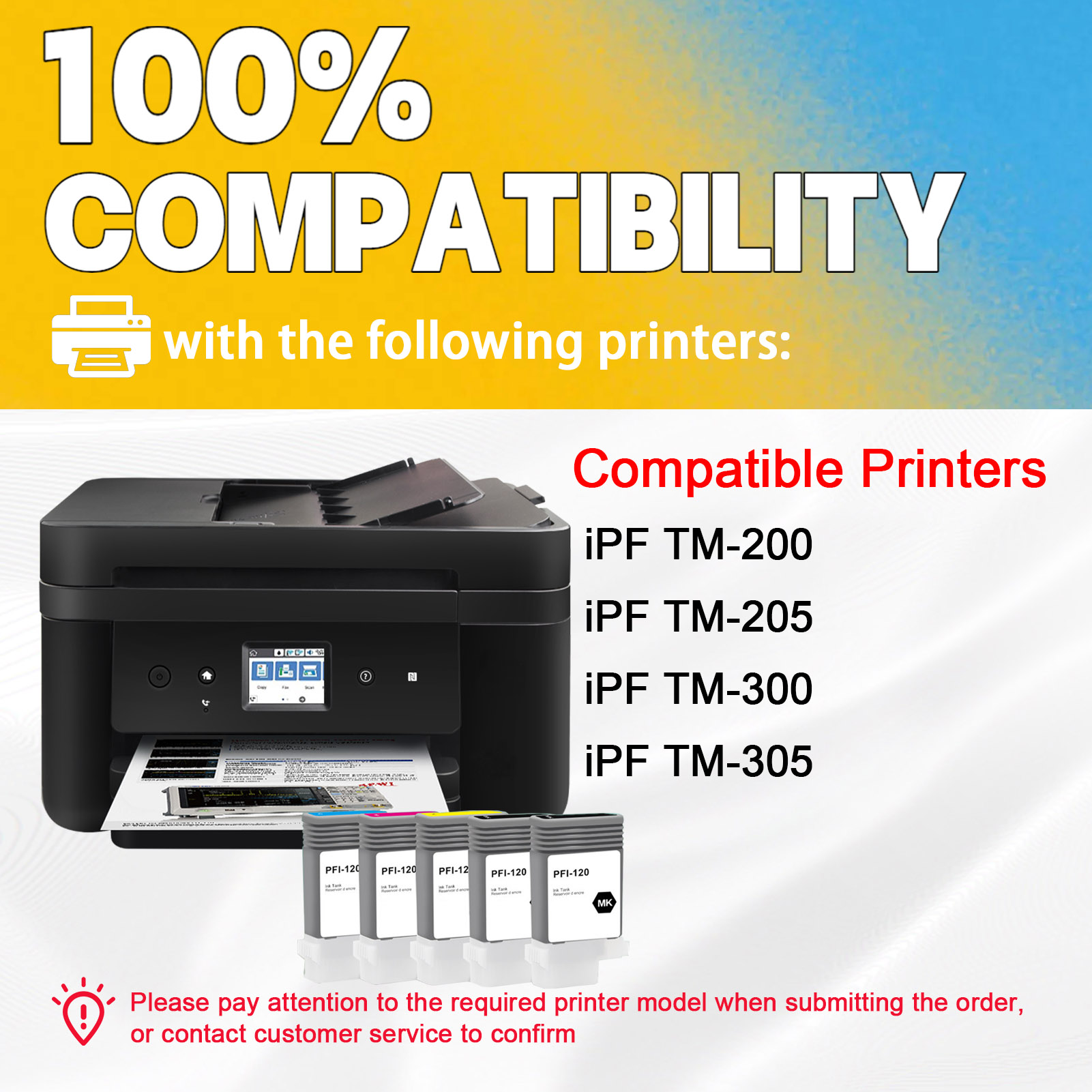 For Canon PFI-120 Ink Cartridge Work For Canon ImagePROGRAF TM-200 TM-205 TM-300 TM-305 Printers