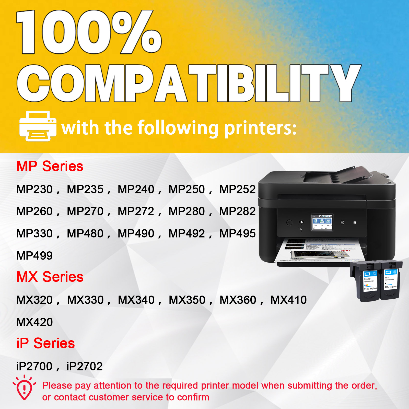 For Canon PG-512XL CL-513XL Ink Cartridge Work For Canon Pixma MP230 MP235 MP240 MP250 MP252 MP260 MP270 MP272 MP280 MP282 Printers-PrintsBoost
