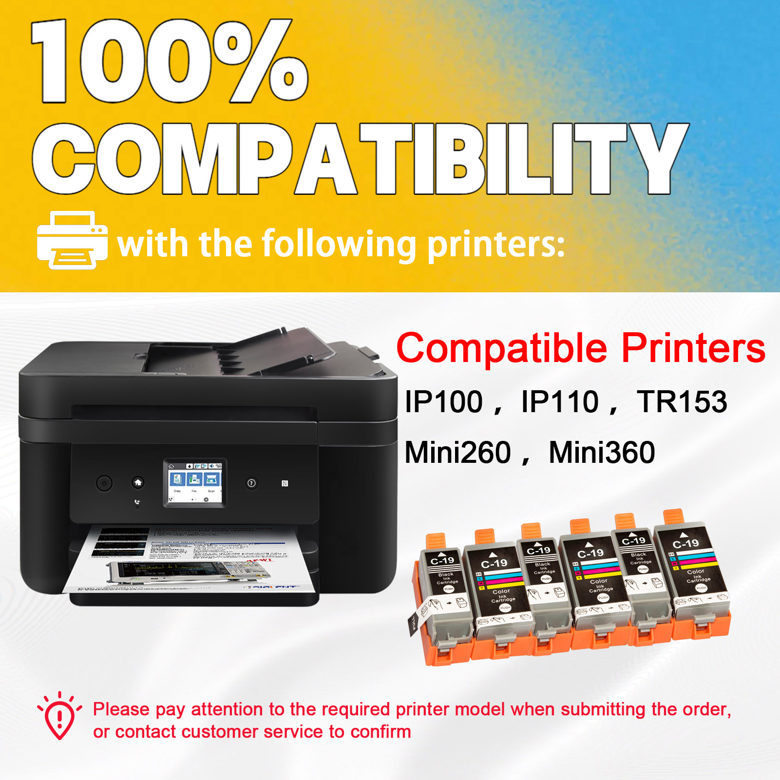  For Canon BCI-19 Ink Cartridge Work For Canon PLXUS IP100 IP110 MINI260 MINI360 TR153 Printers