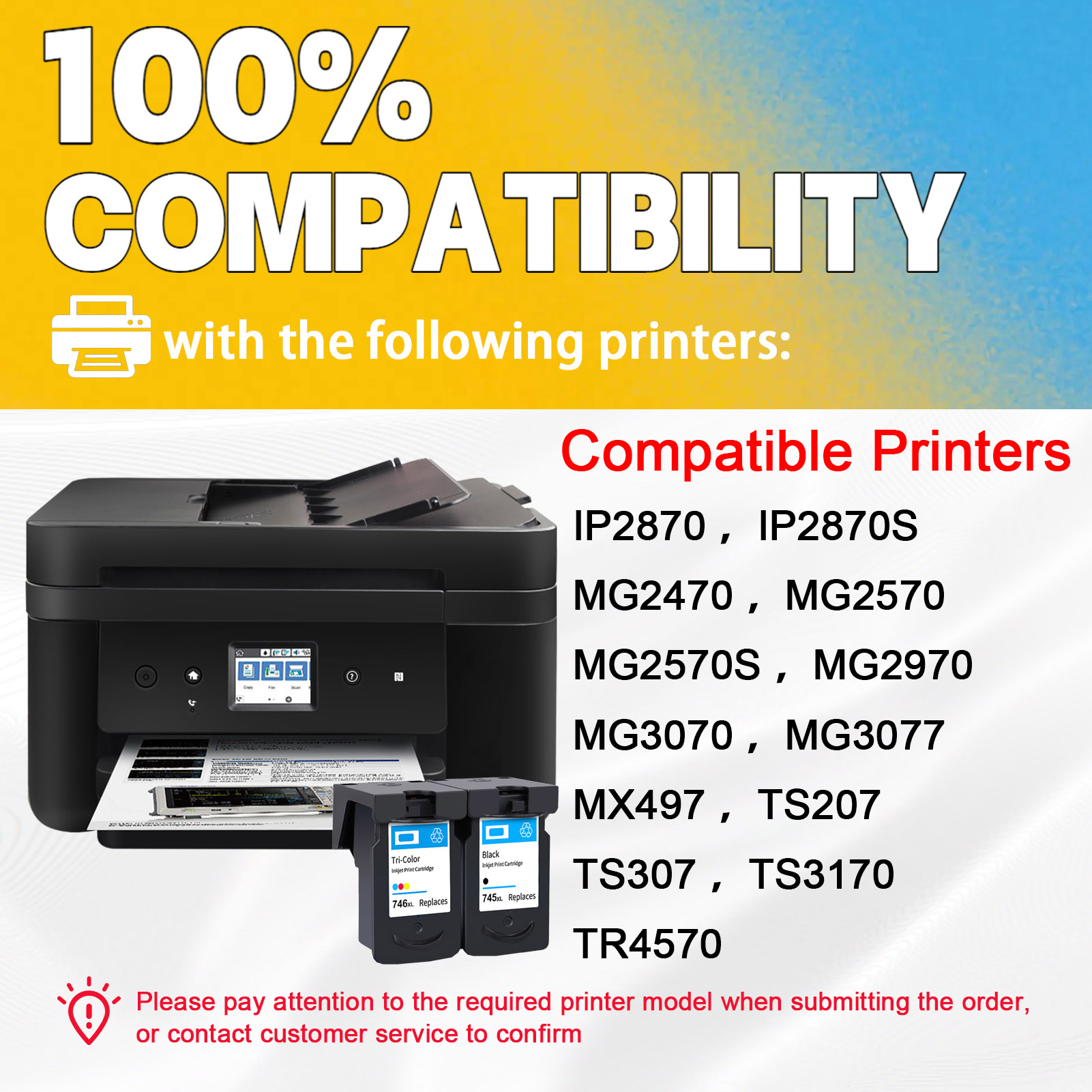 For Canon PG-745XL CL-746XL Ink Cartridge Work For Canon Pixma IP2870 IP2870S MG2470 MG2570 MG2570S MG2970 MG3070 MG3077 MX497 TS207 TS307 TS3170 TR4570 Printers-PrintsBoost