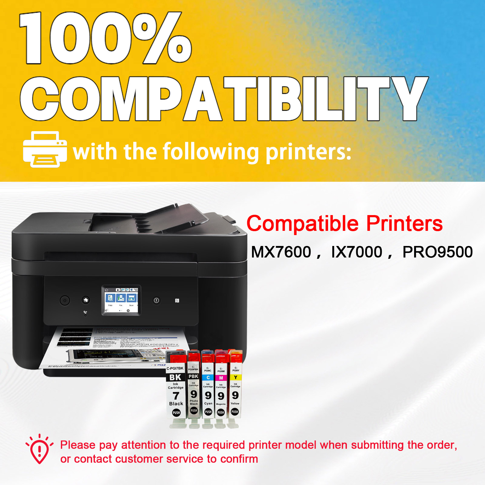 For Canon PGI-7 PGI-9 Ink Cartridge Work For Canon Pixma MX7600 IX7000 PRO9500 Printers