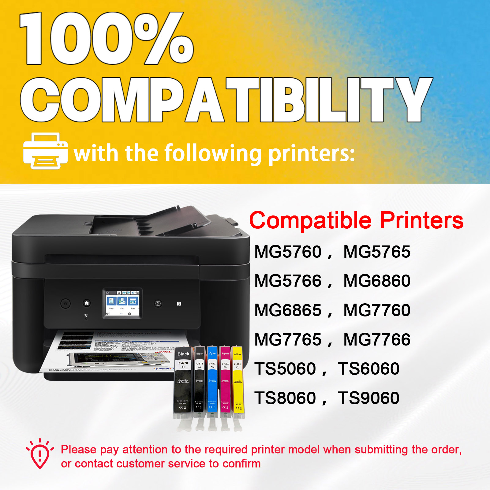 For Canon PGI-670XL CLI-671XL Ink Cartridge Work For Canon Pixma MG5460 MG5560 MG5660 MG6360 MG6460 MG6660 MG7160 MX926 Printers-PrintsBoost