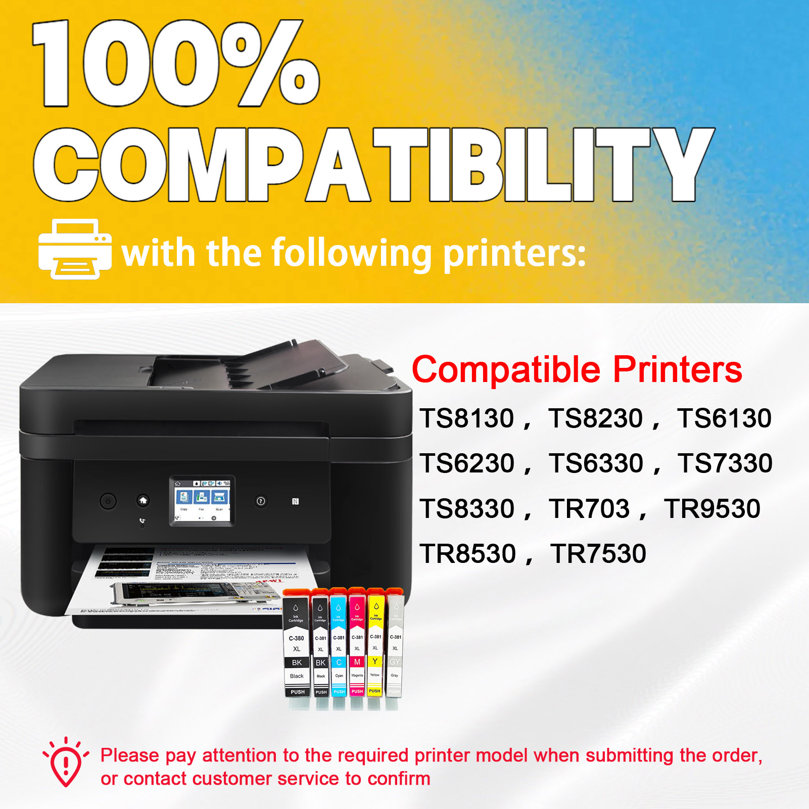 For Canon BCI-380XL BCI-381XL Ink Cartridge Work For Canon PIXUS TS8130 TR8530 TR7530 TS8230 TS6130 TS6230 TS6330 Printers-PrintsBoost