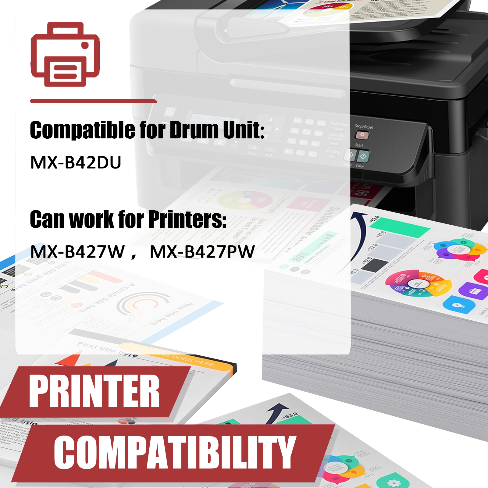  For Sharp MX-B42DU MXB42DU B42DU Imaging Drum Unit Work for Sharp MX-B427W MX-B427PW Printers