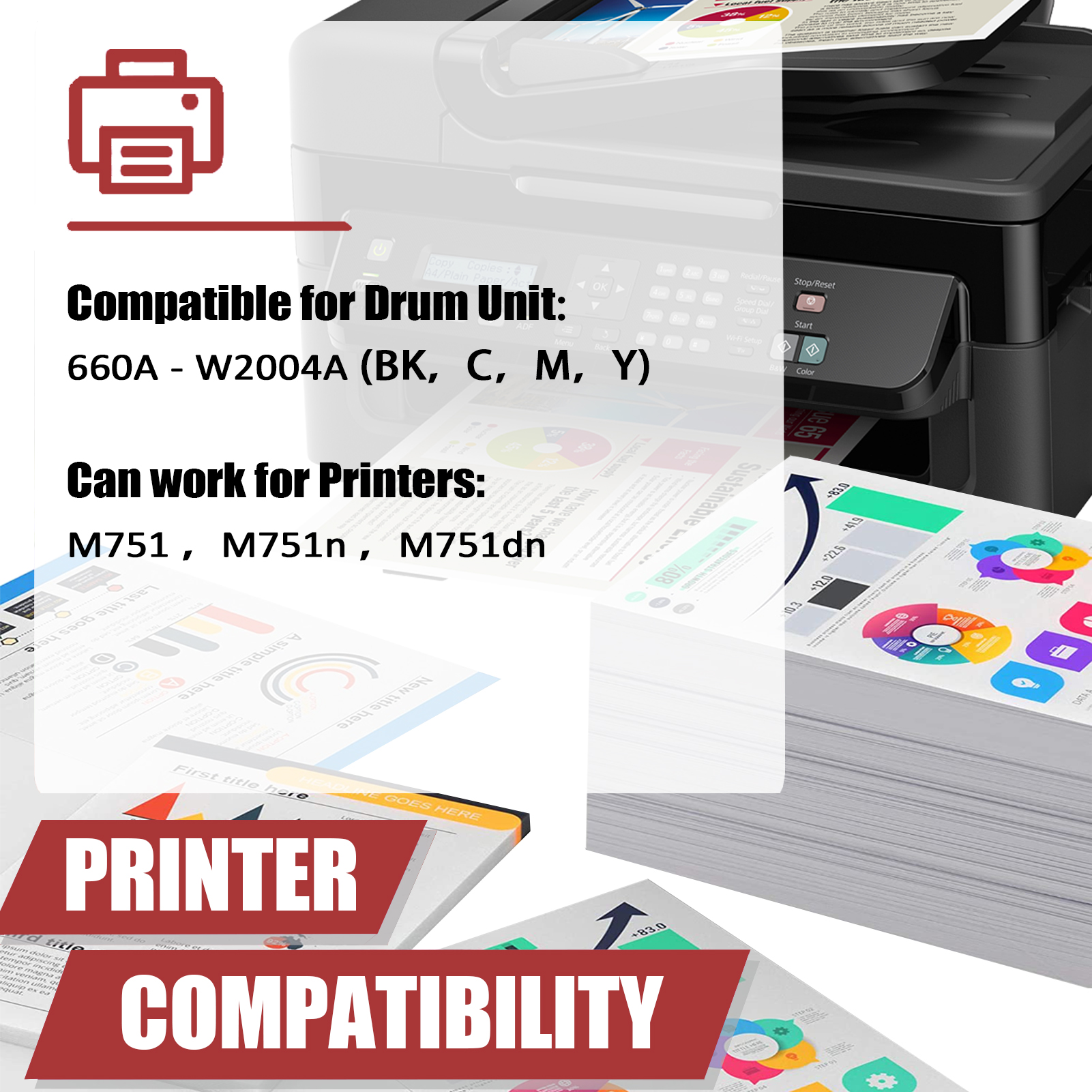 For HP 660A W2004A Imaging Drum Unit Work for HP Color LaserJet Enterprise M751 M751n M751dn Printers