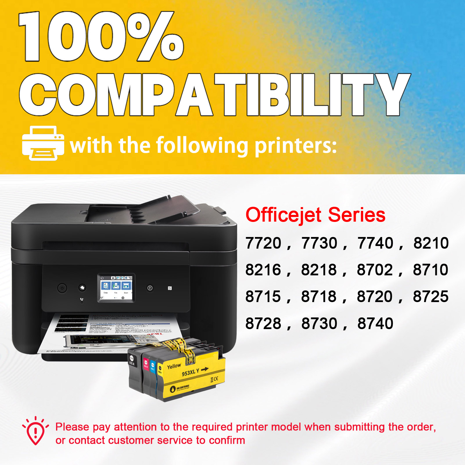 For HP 953XL Ink Cartridge Work For HP OfficeJet Pro 7720 7730 7740 8210 8216 8218 8710 8715 8718 8720 8725 8728 8730 8740 Printers-PrintsBoost