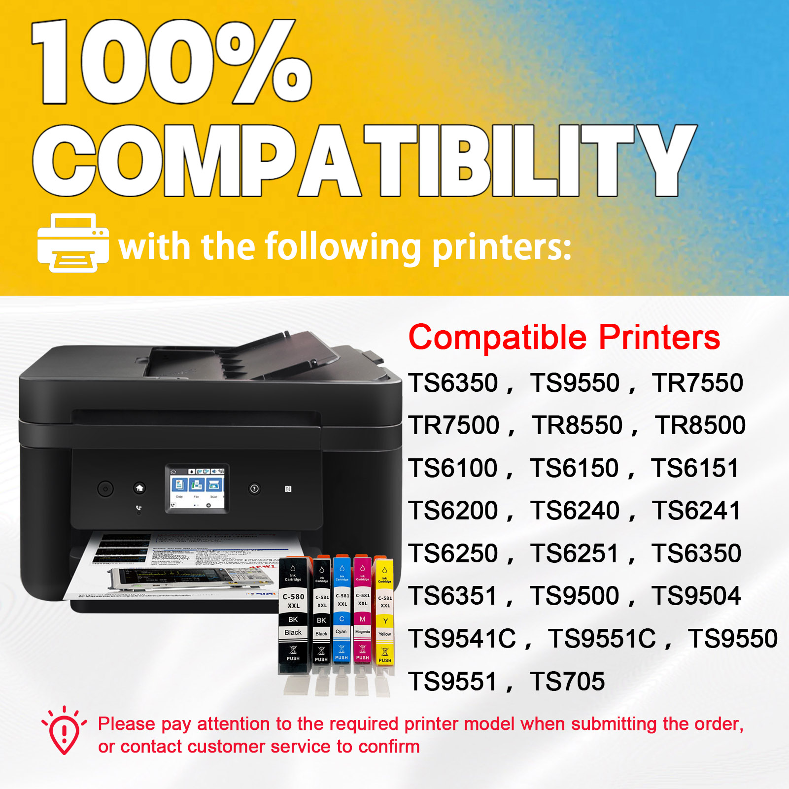 For Canon PGI-580XXL  CLI-581XXL Ink Cartridge Work For Canon Pixma TS6350 TS9550 TR7550 TR7500 TR8550 TR8500 TS6100 etc. Printers-PrintsBoost