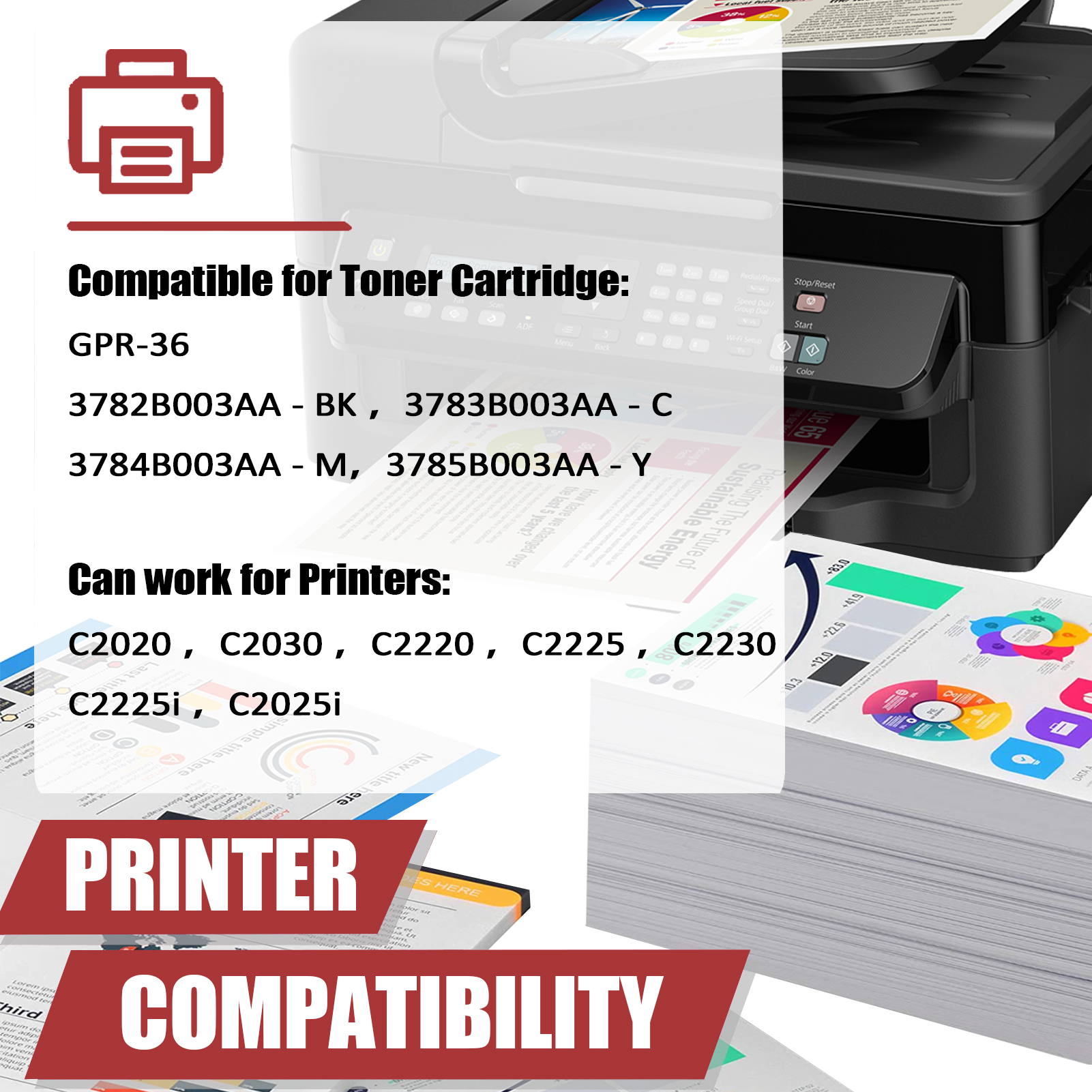 For Canon GPR36 GPR-36 Toner Cartridge Work for Canon Canon ImageRunner C2020 C2030 C2220 C2225 C2230 C2225i C2025i Printers