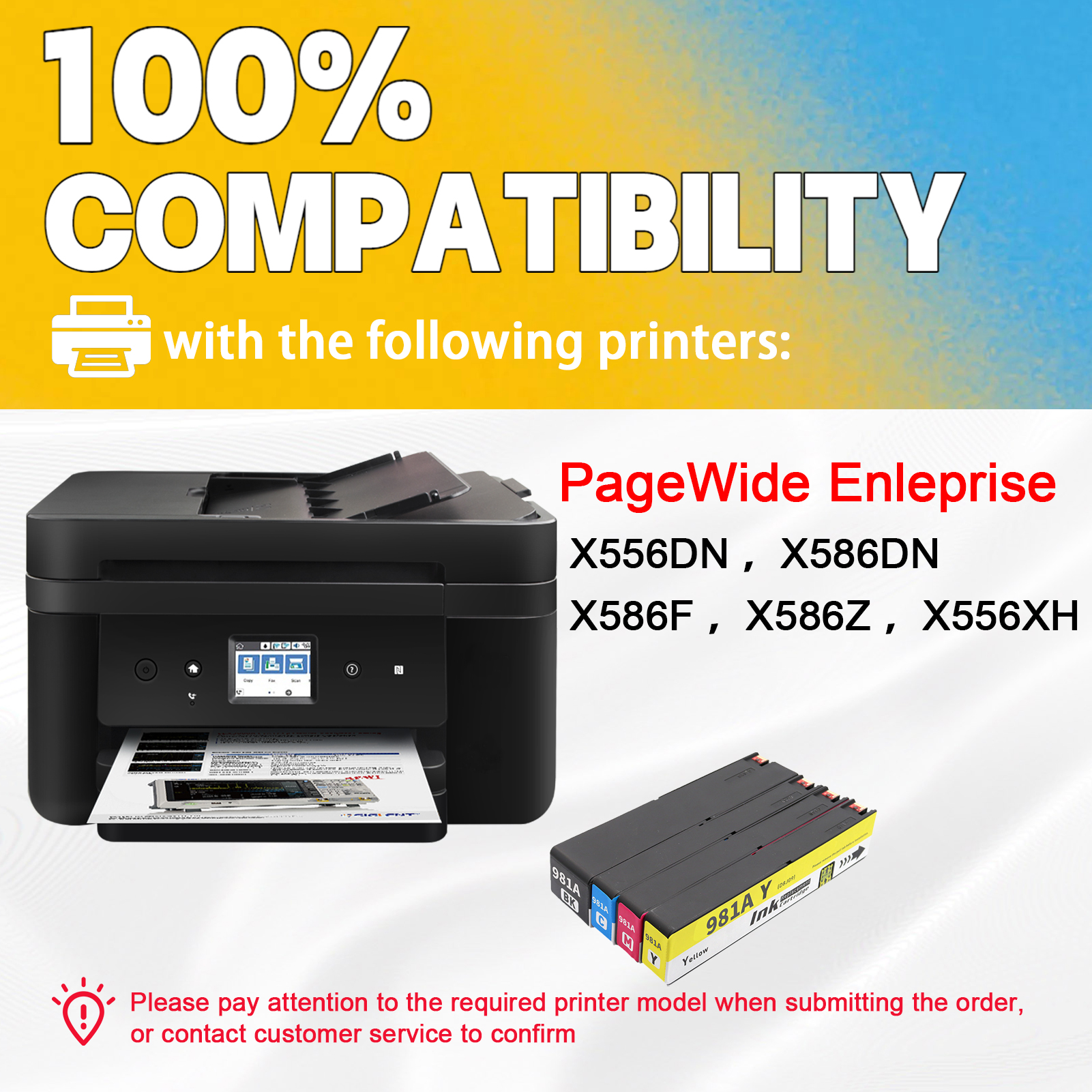For HP 981A Ink Cartridges Work for HP PageWide Enterprise Color 556dn 556 Flow MFP 586dn 586f 586 Printers-PrintsBoost