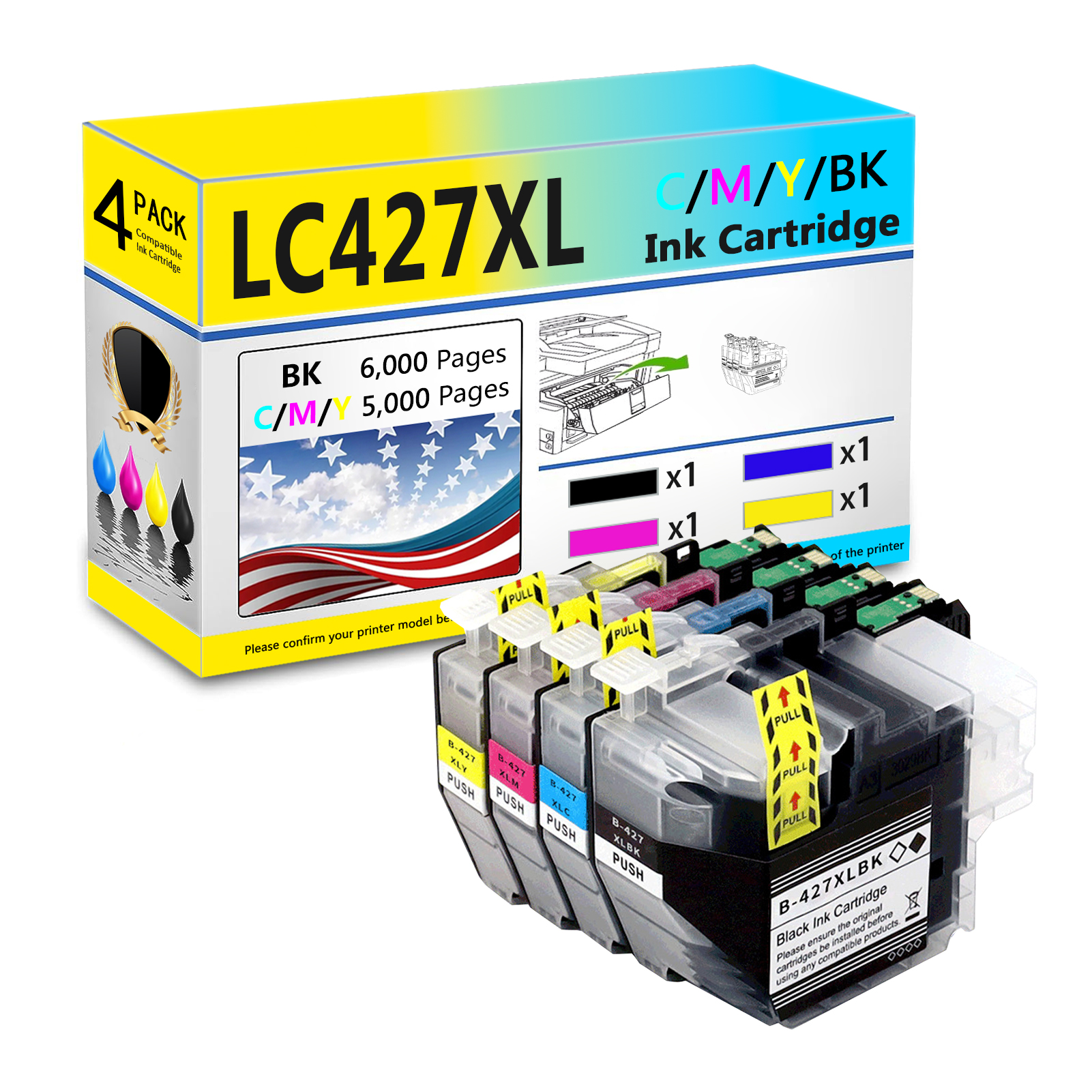 For Brother LC427XL LC427 Ink Cartridge Work For Brother HL-J6010DW MFC-J5955DW MFC-J6955DW MFC-J6957DW MFC-J6959DW Printers-PrintsBoost
