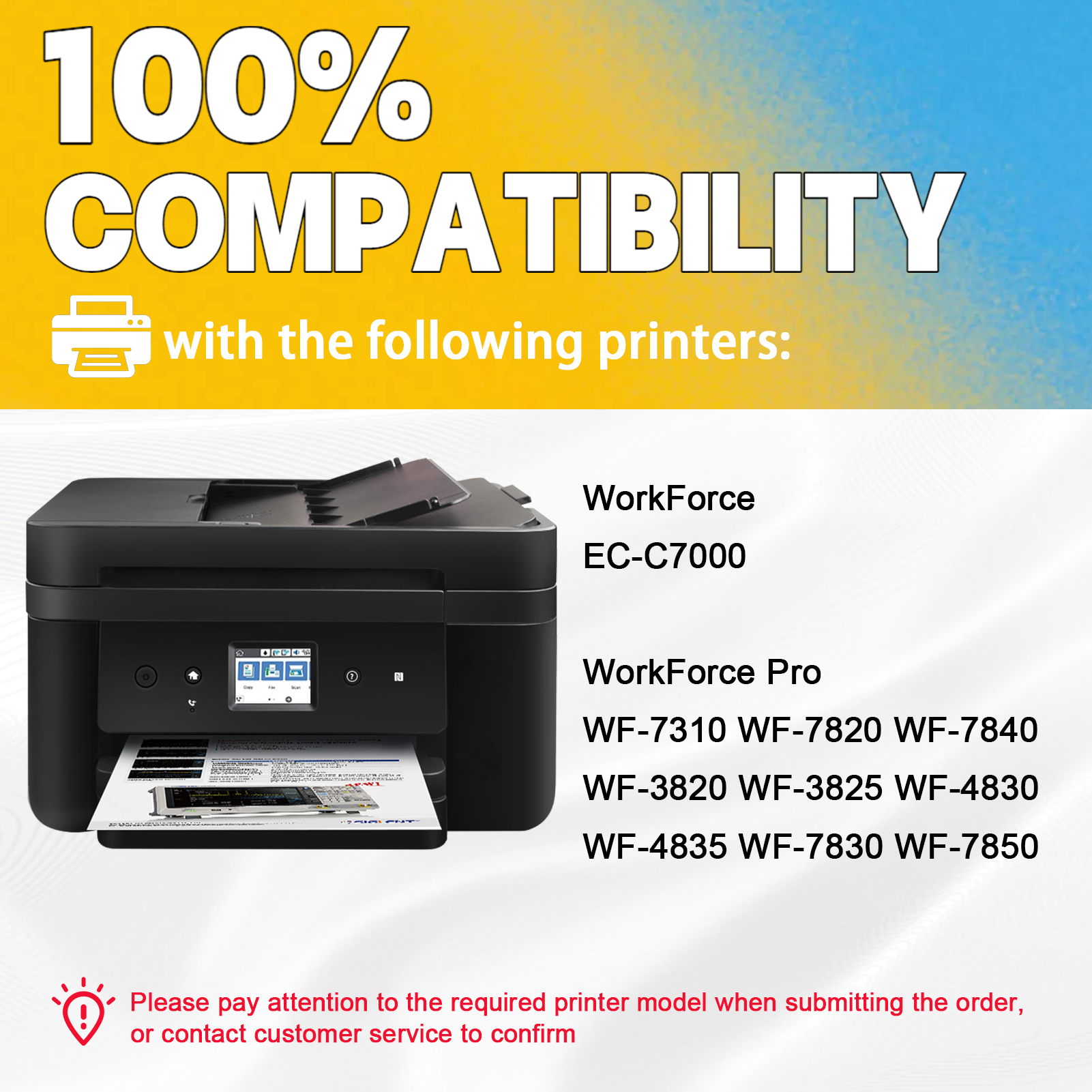 T812XL Ink Cartridges Work for Epson WorkForce EC-C7000 WorkForce Pro WF-7310 WF-7820 WF-7840 WF-3820 WF-3825 WF-4830 WF-4835 WF-7830 WF-7850 Printers