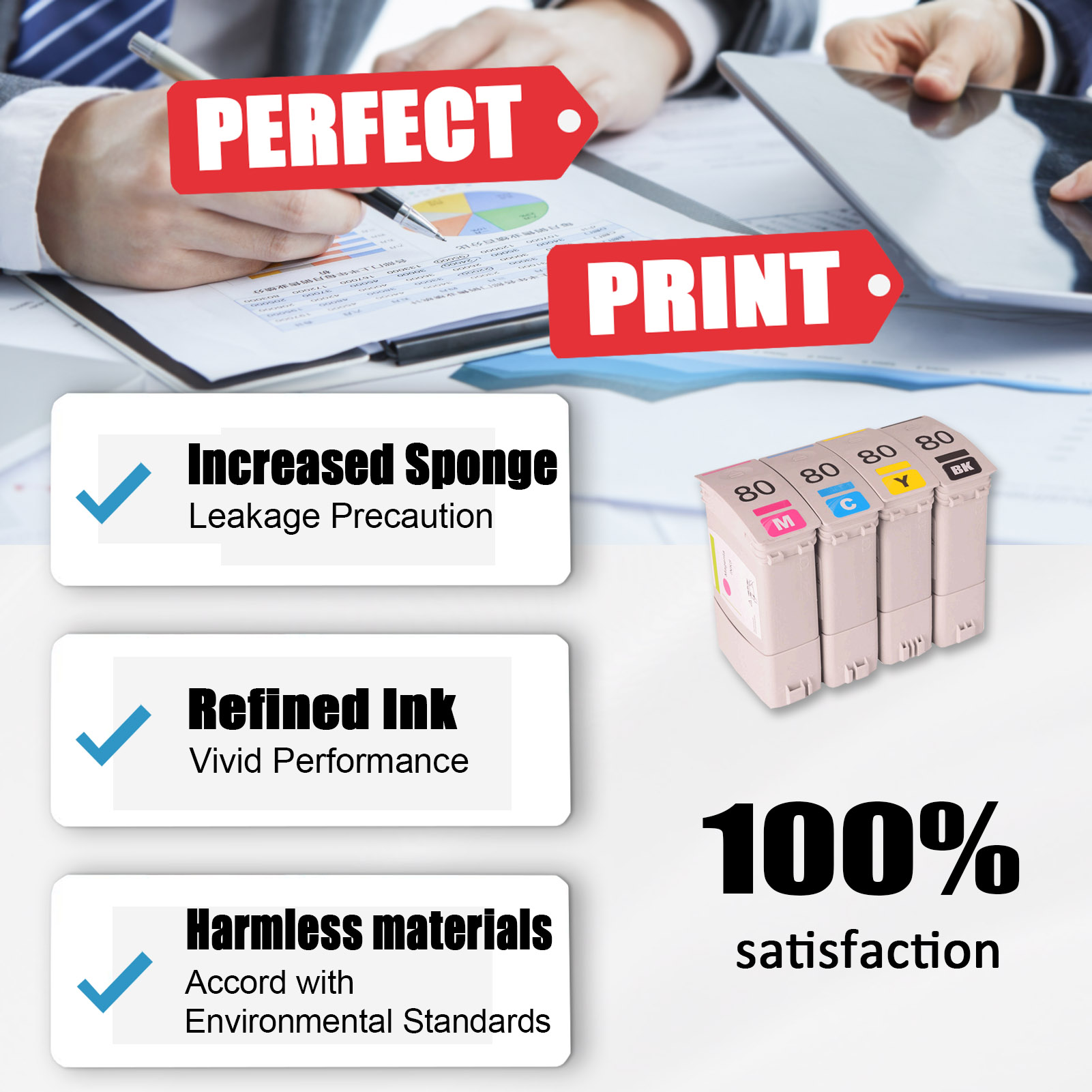 For HP 80 C4871A C4846A C4847A C4848A Ink Cartridge Work For HP DesignJet 1050C 1050C 1055CM 1055CM Printers-PrintsBoost