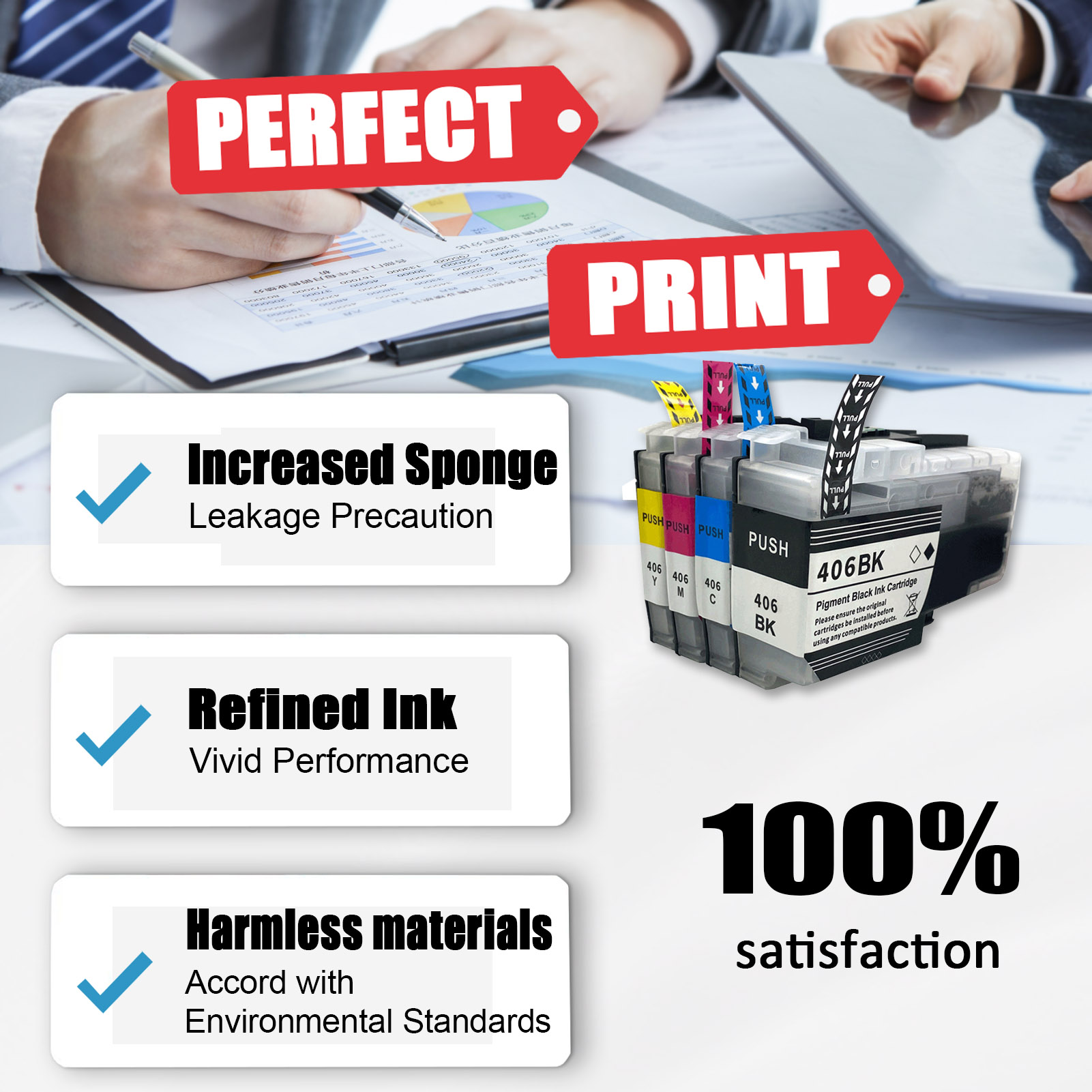 For Brother LC406 Ink Cartridge Work For Brother HL-JF1 MFC-J4335DW MFC-J4345DW MFC-J4535DW MFC-J5855DW MFC-J5955DW Printers-PrintsBoost