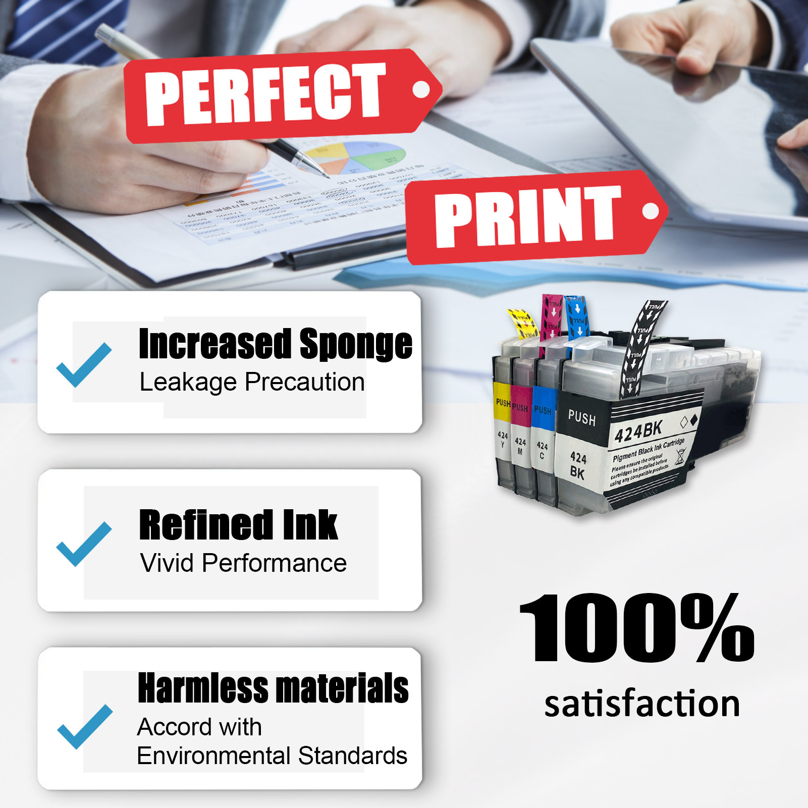 For Brother LC424 Ink Cartridge Work For Brother DCP-J1200W DCP-J1200WE Printers
