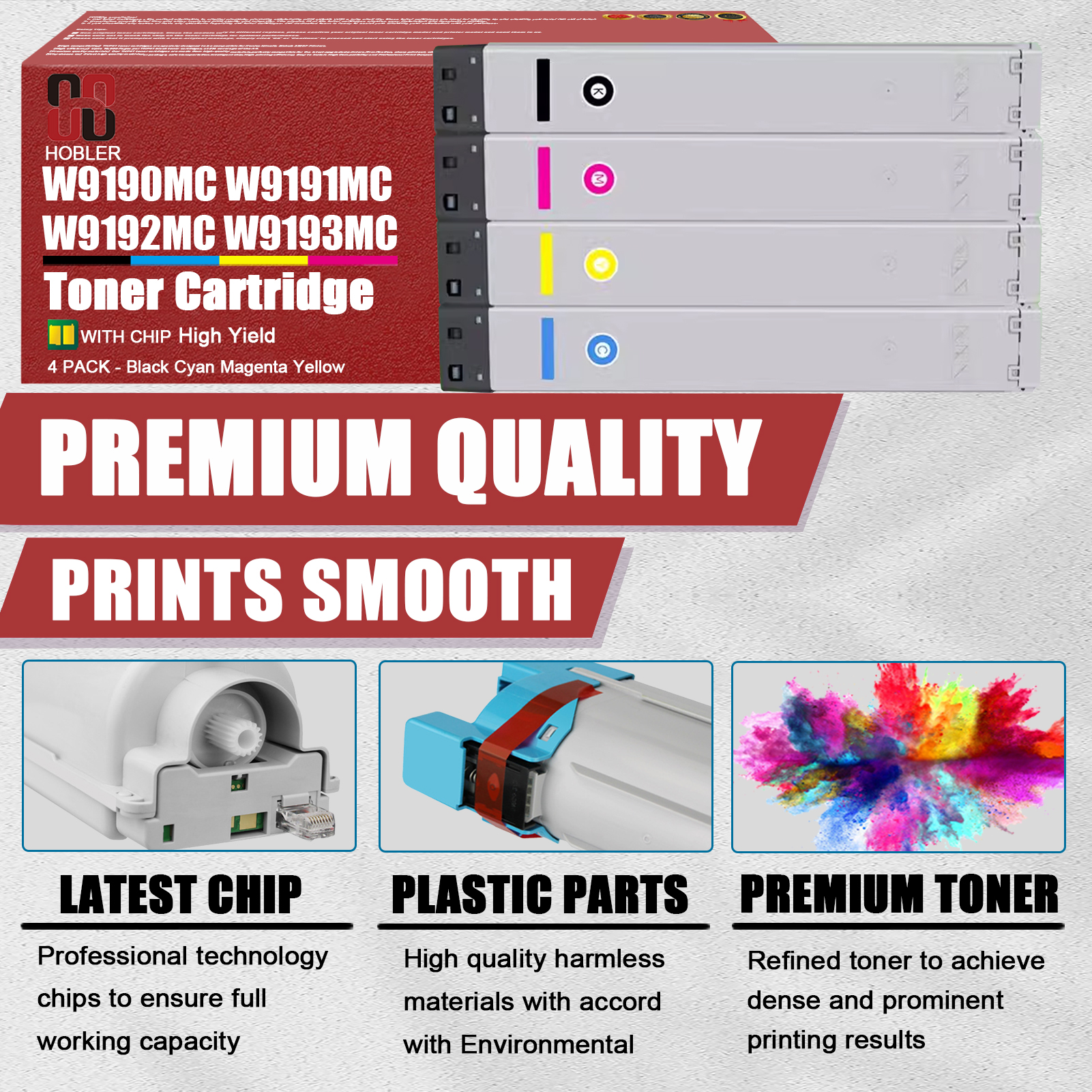 For HP W9190MC W9191MC W9193MC W9192MC Toner Cartridge Work for HP Color Laserjet Managed MFP E77822dn E77822z E77825dn E77825z E77830dn E77830z Printers-PrintsBoost