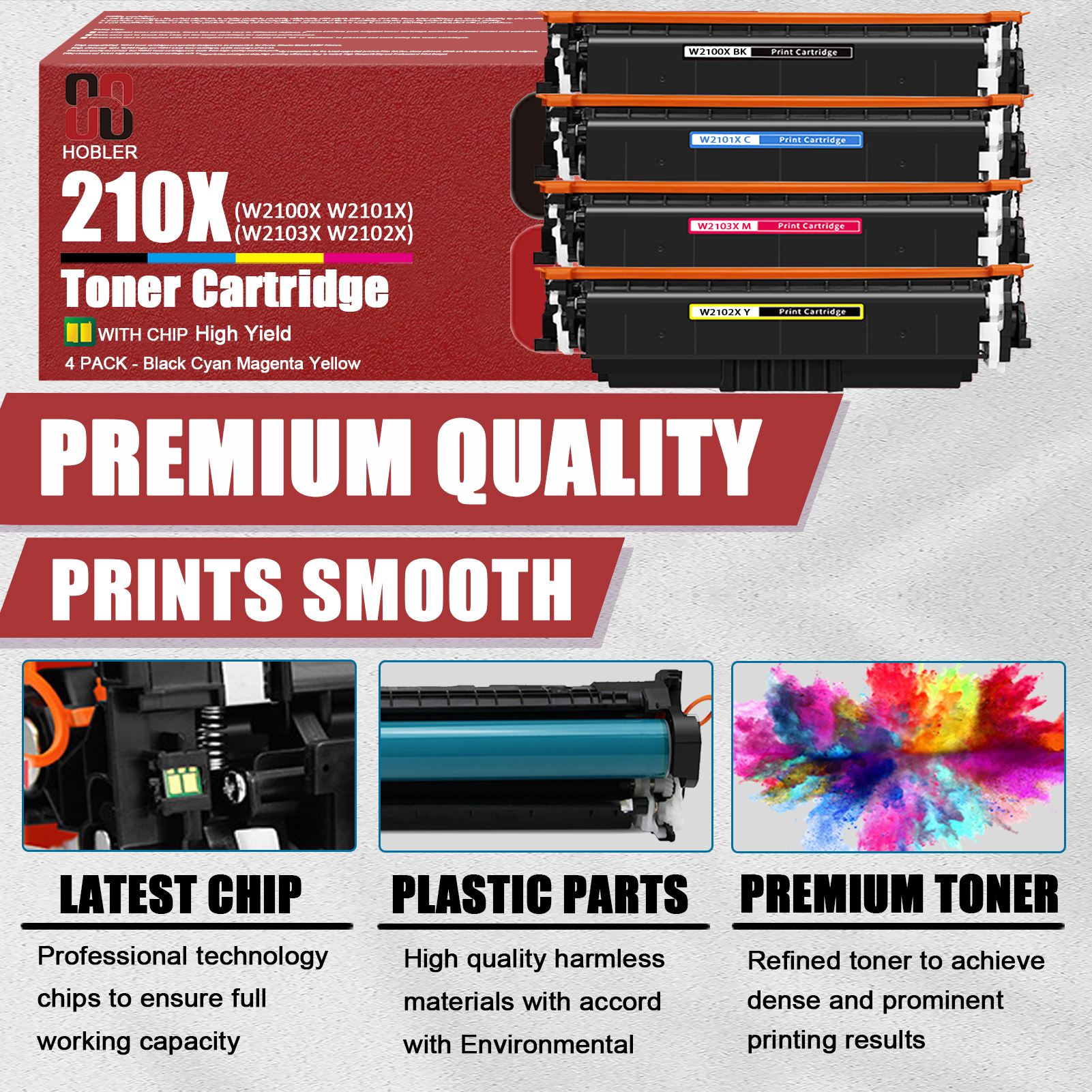For HP 210X W2100X W2101X W2102X W2103X Toner Cartridge Work for HP Color LaserJet Pro 4201dw 4201dn MFP 4301dw 4301dwe 4301fdw Printers, Black │W2100X, Cyan │W2101X, Magenta │W2103X, Yellow │W2102X-PrintsBoost