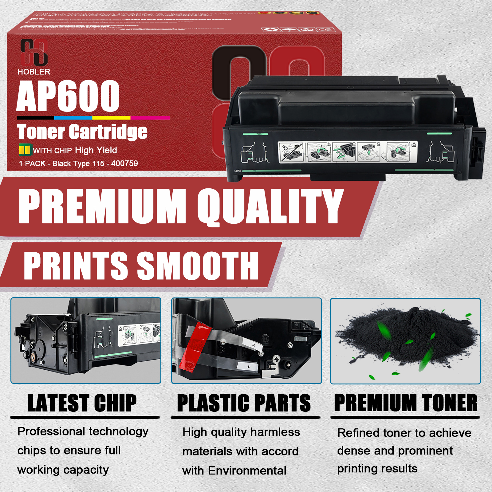 For Ricoh Type 115 400759 Toner Cartridge Work for Ricoh AP600N AP610N AP2600 AP2600N AP2610 AP2610N Printers-PrintsBoost