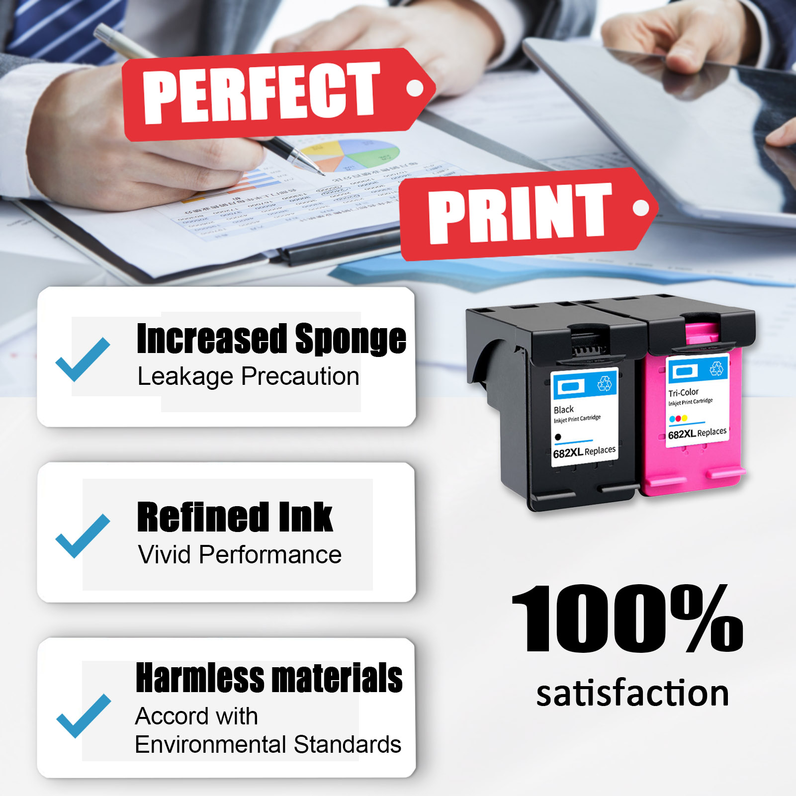 For HP 682XL Ink Cartridge Work For  HP DeskJet Ink Advantage 1216 2336 2775 2776 2777 2778 2779 4175 4178 6075 6078 6475 6478 Printers-PrintsBoost