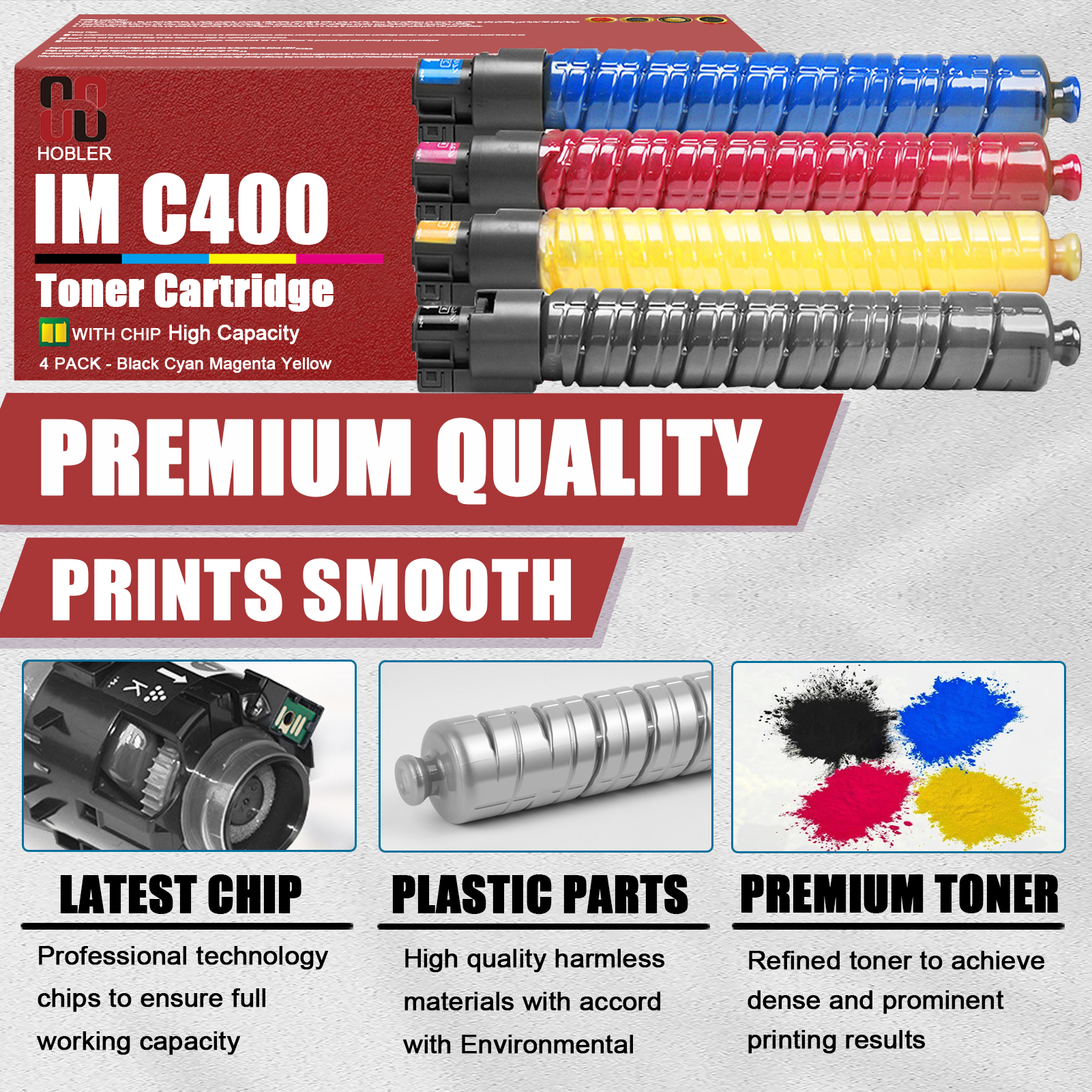 For Ricoh 842370 842371 842372 842373 Toner Cartridge Work for Ricoh IMC400 IMC400F IMC400SF IMC400SRF Printers-PrintsBoost