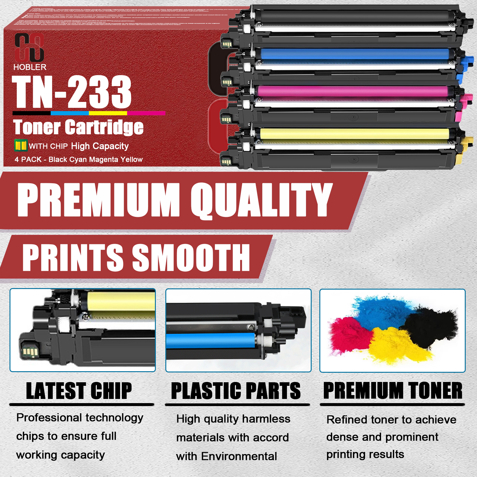 For Brother TN233BK TN233C TN233M TN233Y Toner Cartridge Work for Brother HL-L3210CW HL-L3230CW DCP-L3551CDW MFC-L3710CW MFC-L3770CDW Printers-PrintsBoost
