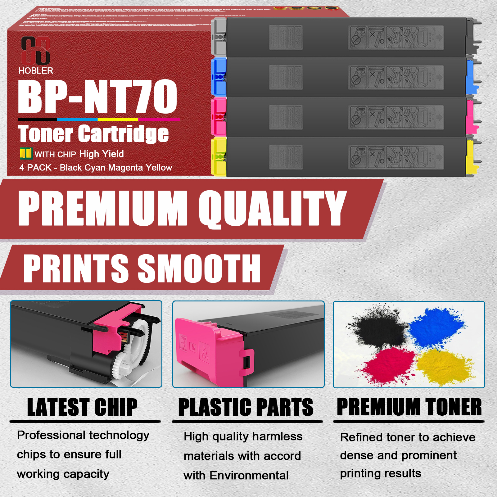 For Sharp BP-NT70BA BP-NT70CA BP-NT70MA BP-NT70YA Toner Cartridge Work for Sharp BP-50C26 50C31 50C36 50C45 50C55 50C65 Printers-PrintsBoost