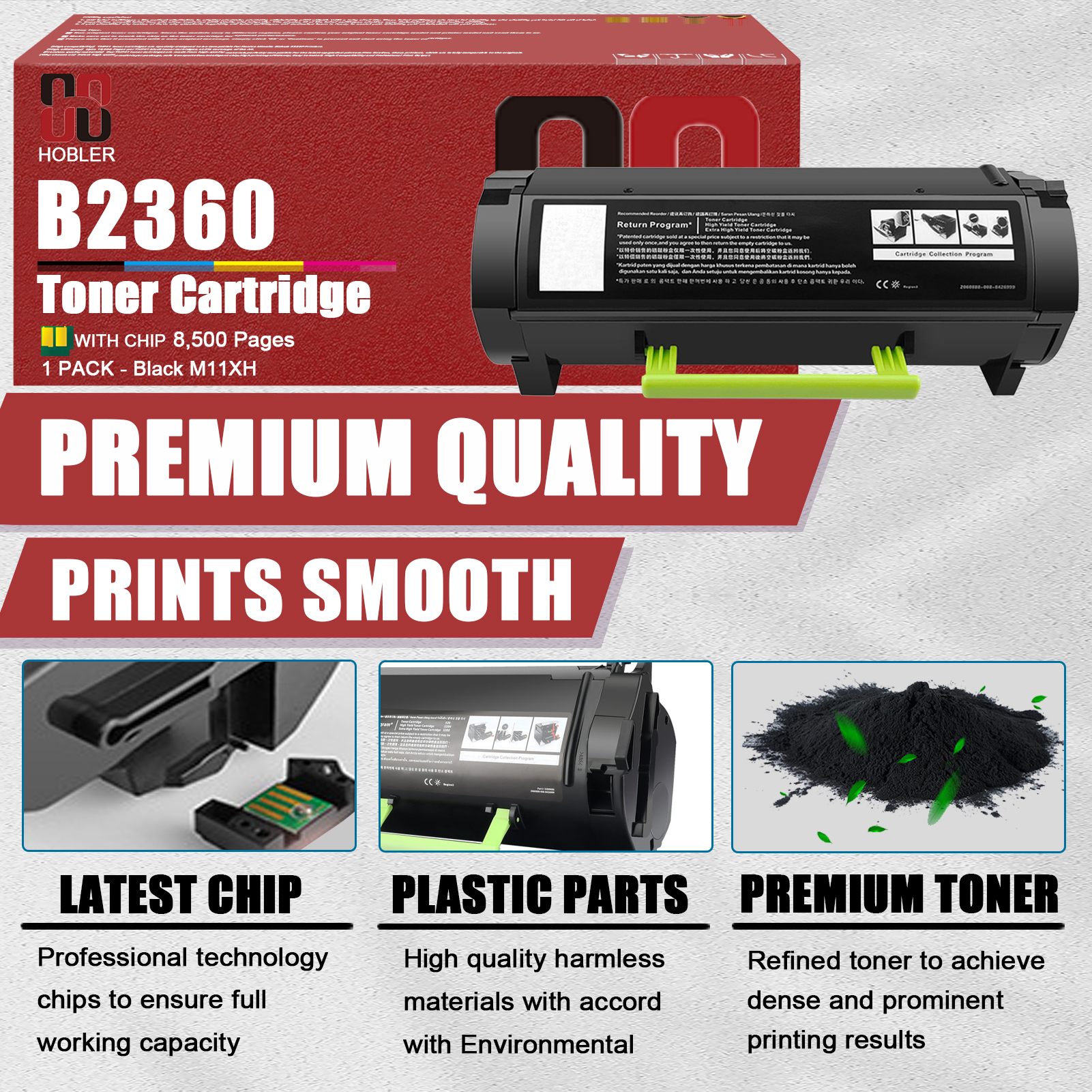 For Dell B2360 M11XH 331-9805 331-9803 C3NTP Toner Cartridge Work for Dell B2360d B2360dn B3460dn B3465dn B3465dnf Printers-PrintsBoost