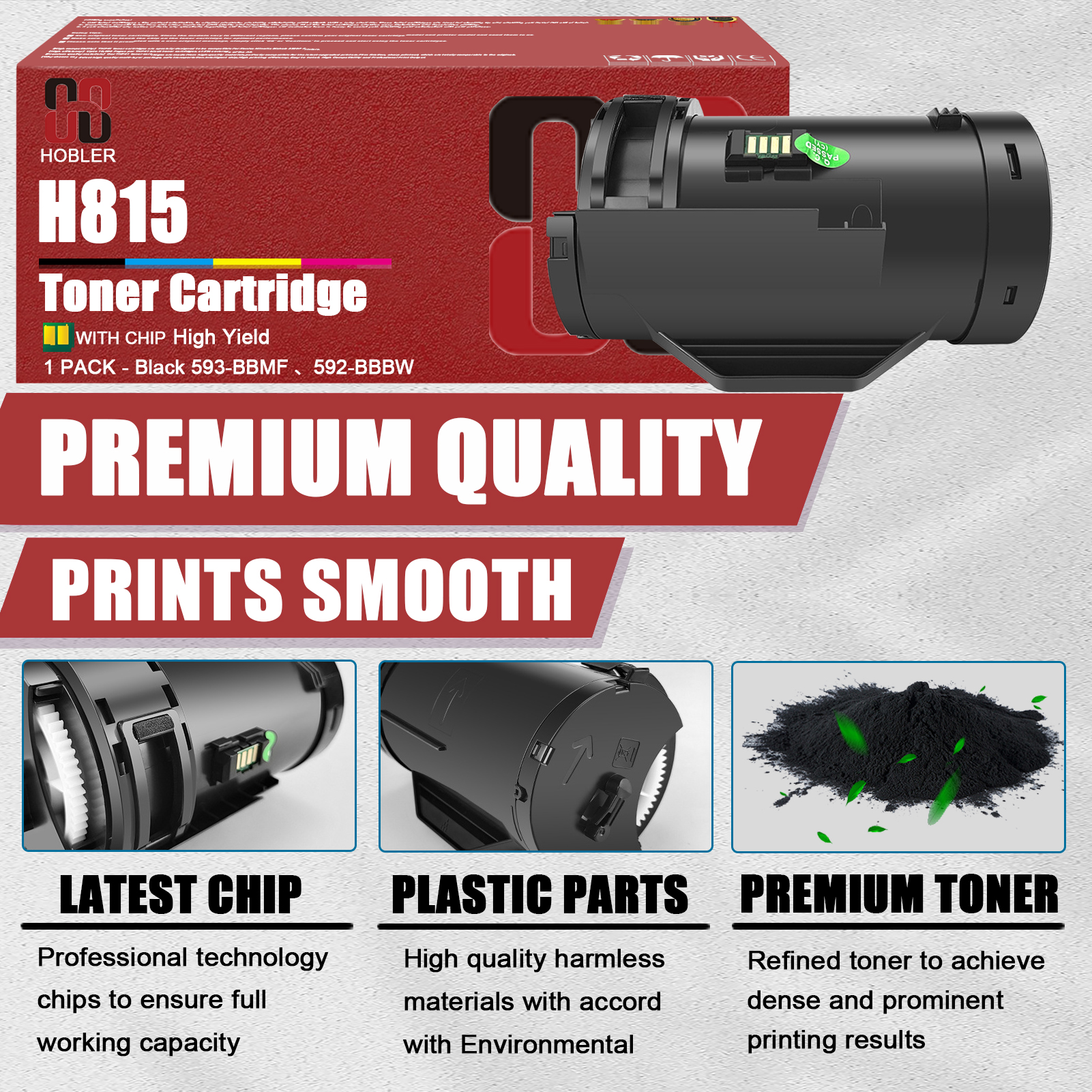 For Dell H815 593-BBMF 592-BBBW Toner Cartridge Work for Dell H815dw S2810dn S2815dn Printers