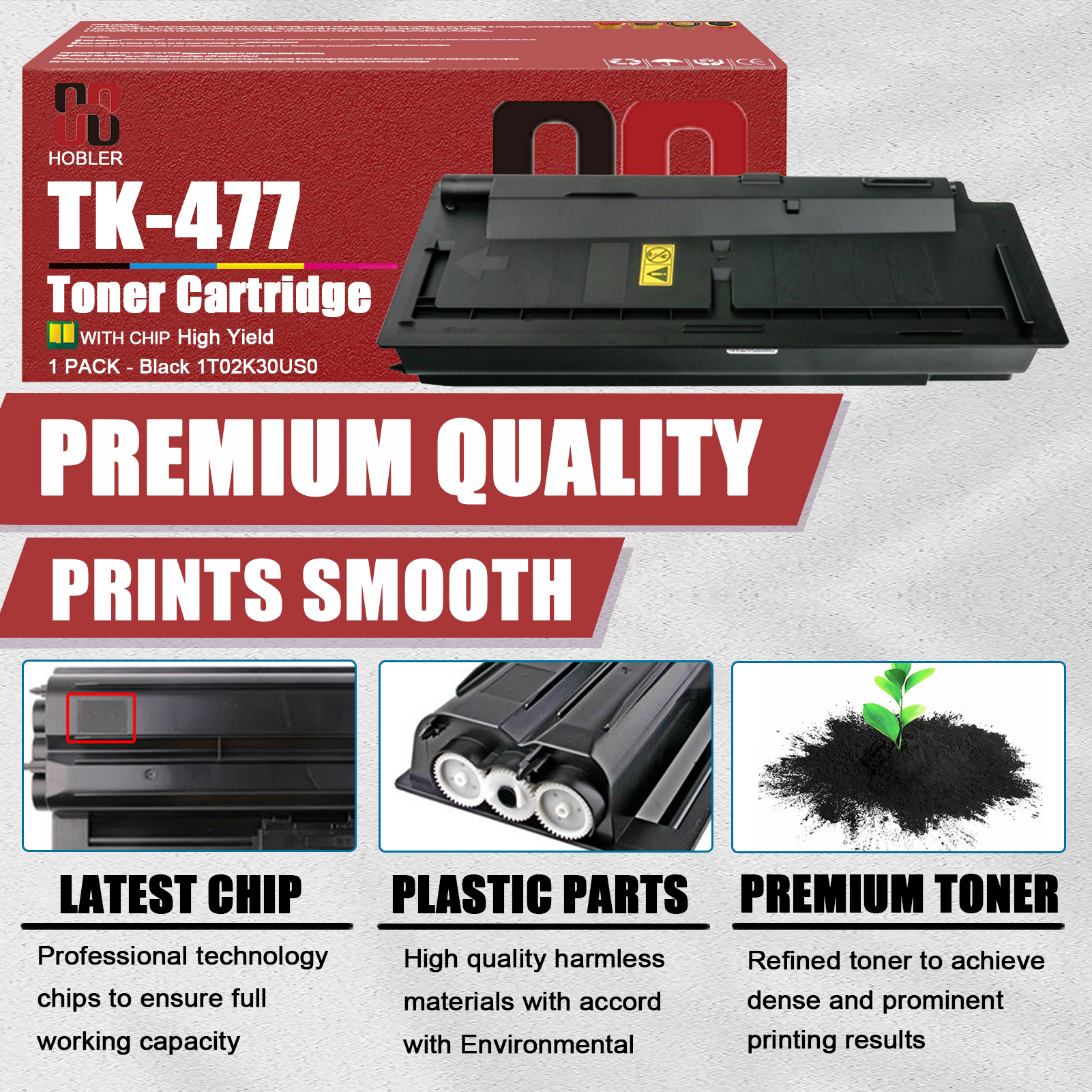 For Kyocera TK-477 TK-477K 1T02K30US0 Toner Cartridge Work for Kyocera FS-6030MFP FS-6525MFP FS-6530MFP TASKalfa 255 305 Printers-PrintsBoost