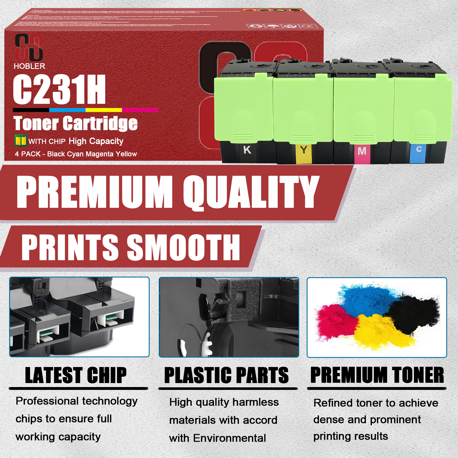 For Lexmark C231HK0 C231HC0 C231HM0 C231HY0 Toner Cartridge Work for Lexmark C2325 C2425 C2535 MC2325 MC2425 MC2535 MC2640 Printers-PrintsBoost