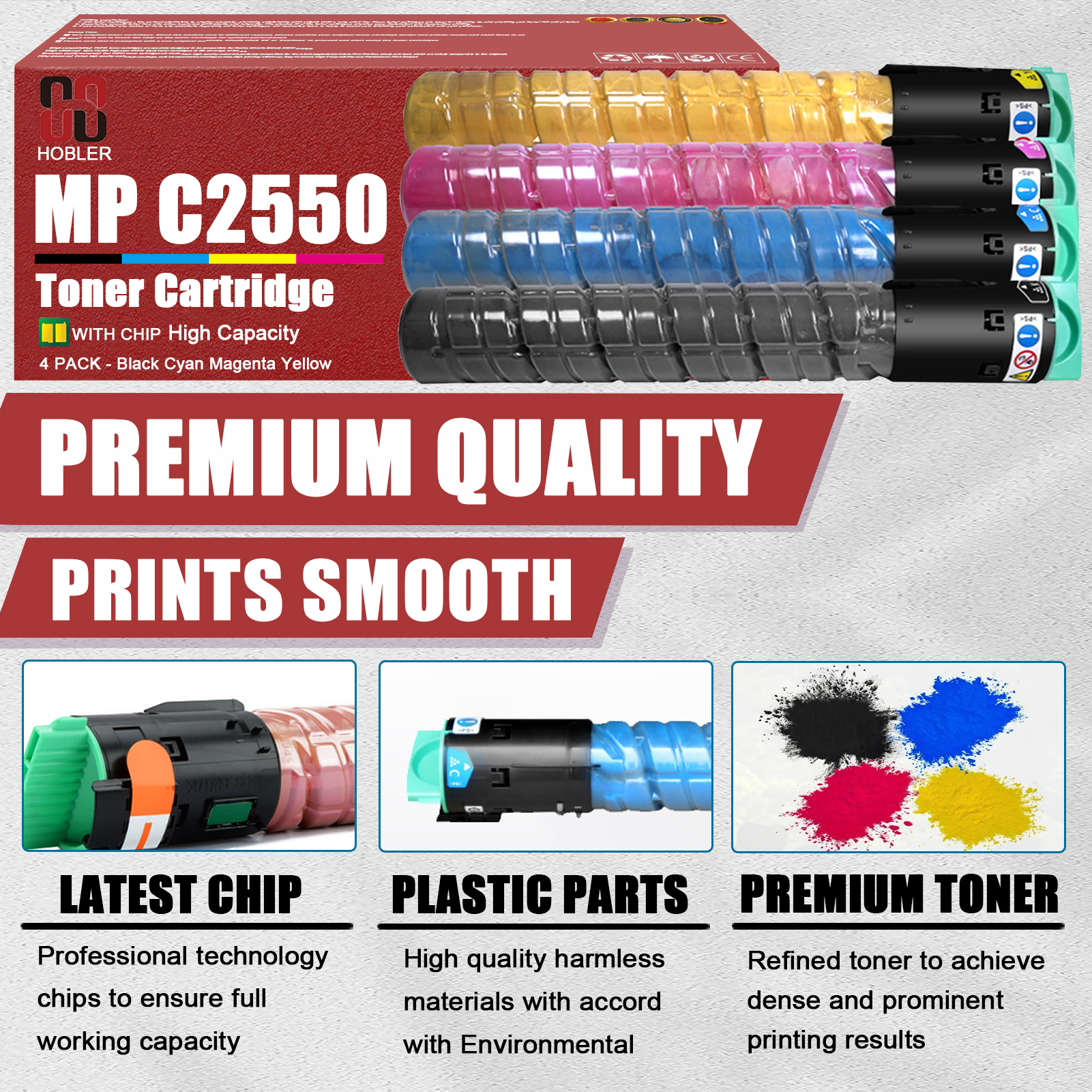 For MP C2550 Ricoh 841280 841281 841282 841283 Toner Cartridge Work for Ricoh MP C2030 C2050 C2530 C2550 Printers-PrintsBoost