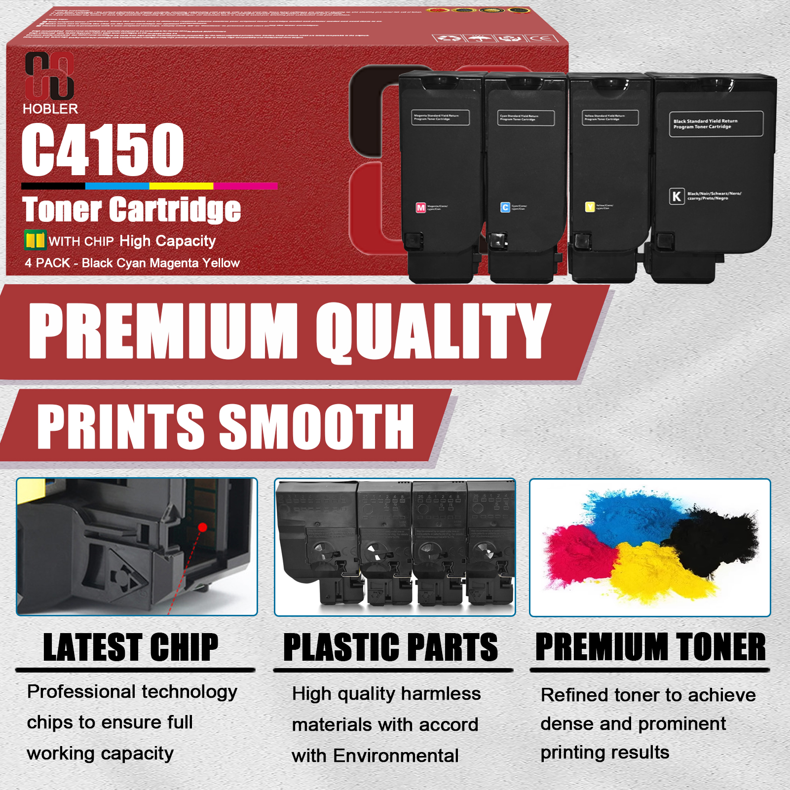 For Lexmark C4150 24B6519 24B6516 24B6517 24B6518 Toner Cartridge Work for Lexmark C4150 Printer