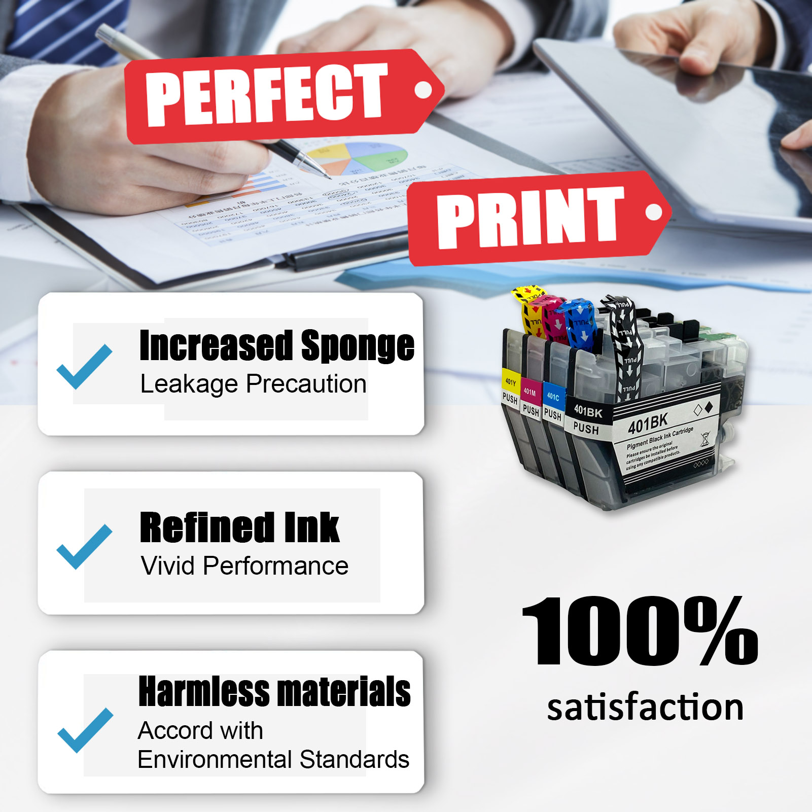 For Brother LC401 Ink Cartridge Work For Brother MFC-J1010DW MFC-J1012DW MFC-J1170DW Printers