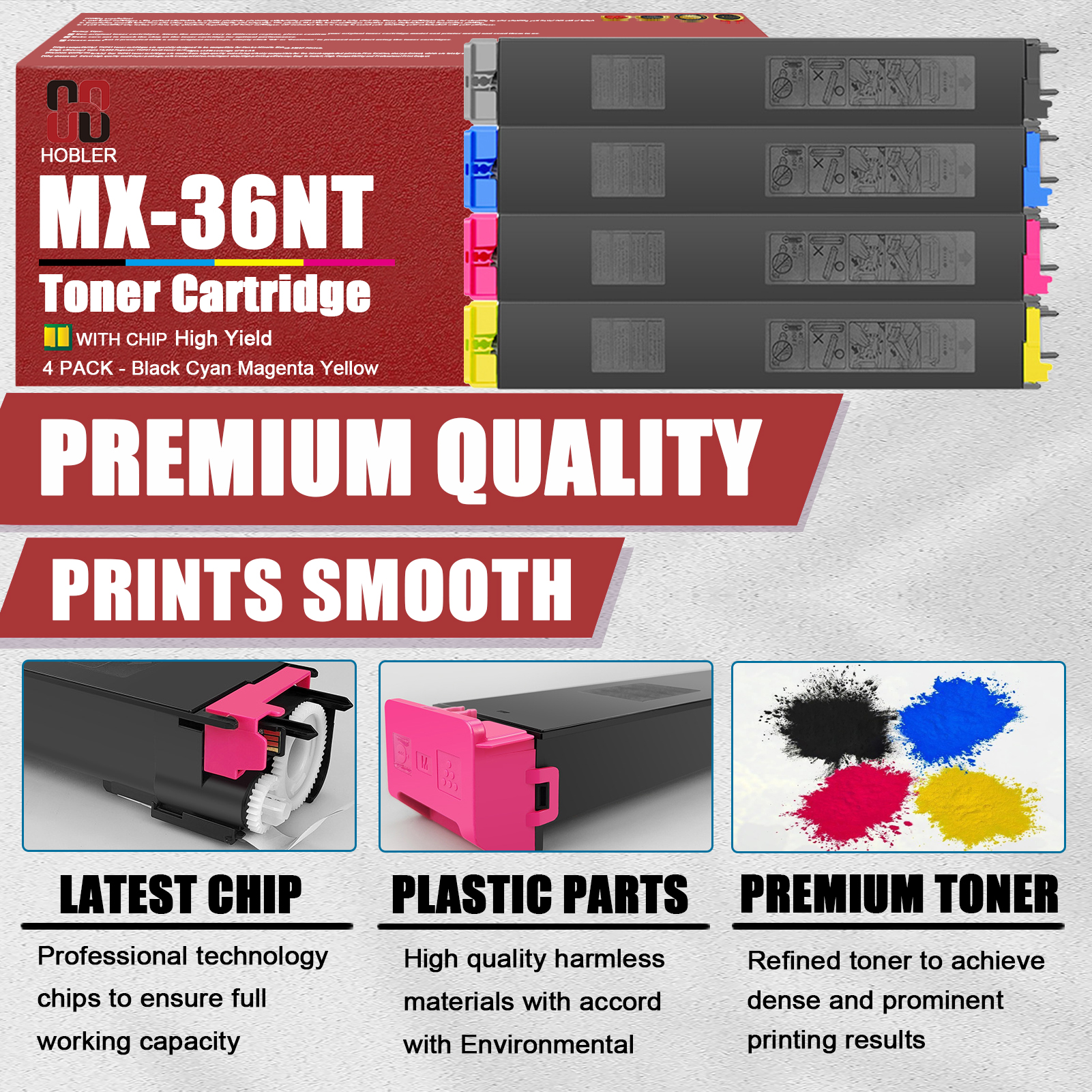 For Sharp MX-36NT MX-36NTBA MX-36NTCA MX-36NTMA MX-36NTYA Toner Cartridge Work for Sharp MX-2610N MX-2615N MX-2640N MX-3110N MX-3115N MX-3140N MX-3610N Printers-PrintsBoost