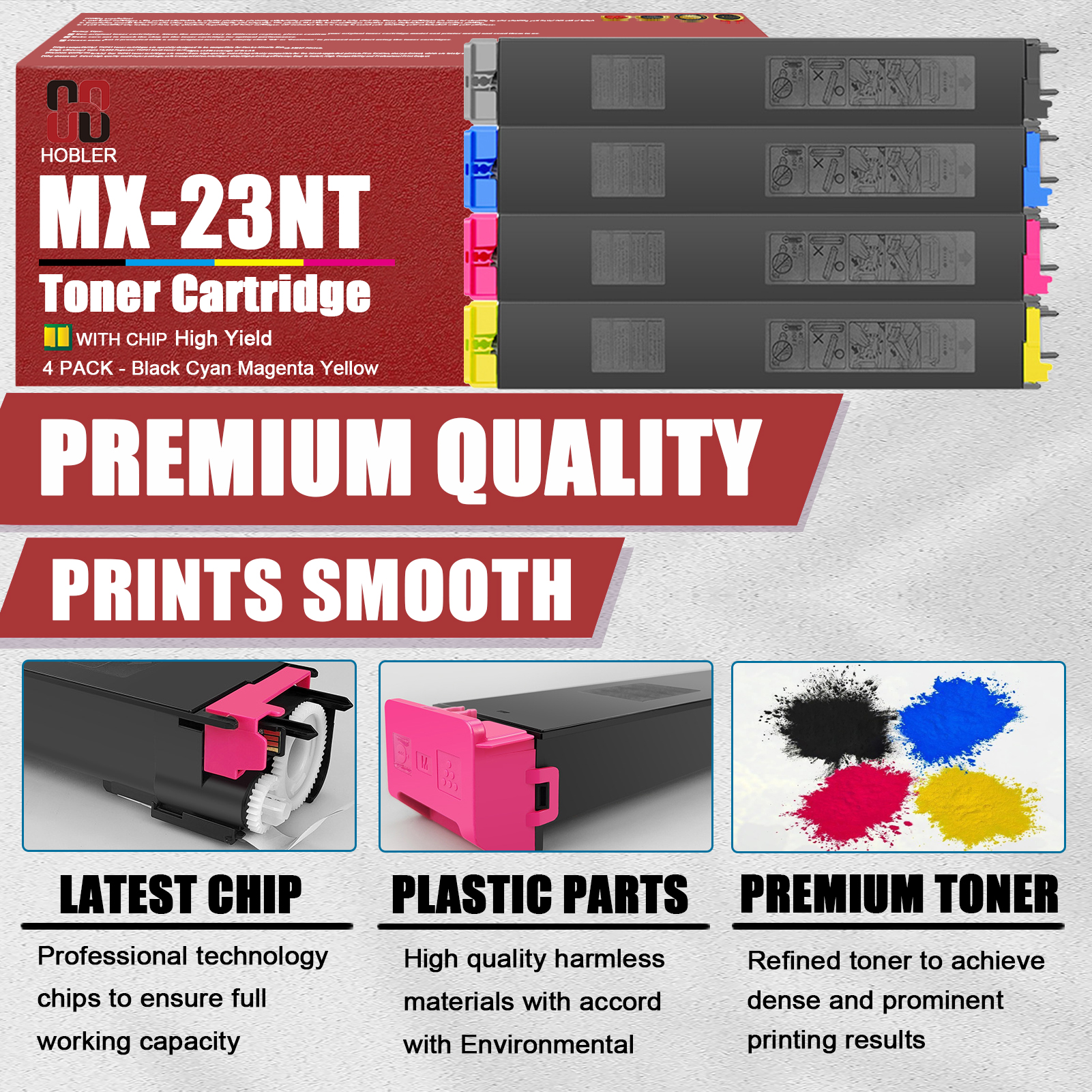 For Sharp MX-23NT MX-23NTBA MX-23NTCA MX-23NTMA MX-23NTYA Toner Cartridge Work for Sharp MX-1810U MX-2010U MX-2310U MX-3111U MX-2314N MX-2614N MX-3114N MX-2616N MX-3116N Printers-PrintsBoost