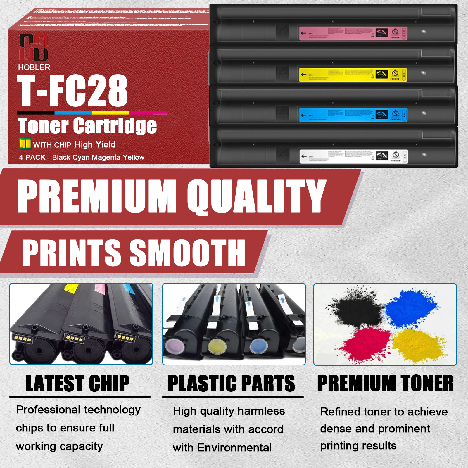 For Toshiba T-FC28 T-FC28-K T-FC28-C T-FC28-M T-FC28-Y High Capacity Toner Cartridge Work for E-Studio 2330C 2820C 3520C 4520C 2830C 3530C Printers-PrintsBoost
