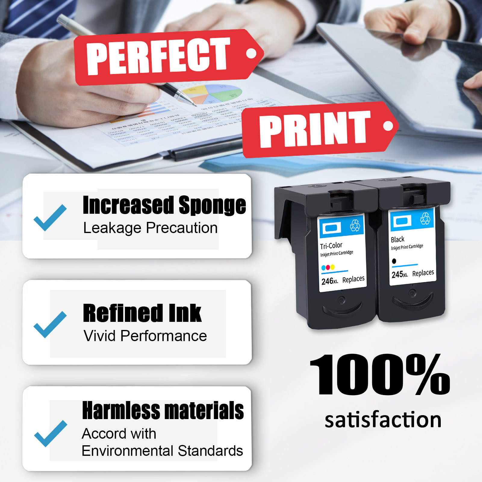 For Canon PG-245XL CL-246XL Ink Cartridge Work For Canon TR4500 TR4522 TR4520 TS3322 TS3122 TS3120 TS3320 TS202 etc. Printers-PrintsBoost