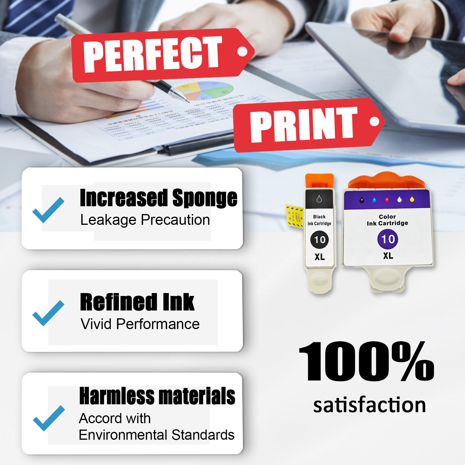 For Kodak 10XL Ink Cartridge Work for Kodak Easyshare 5100 5200 3250 5250 5300 5500 ESP 3 5 7 9 ESP office 6150 7250 Printers-PrintsBoost