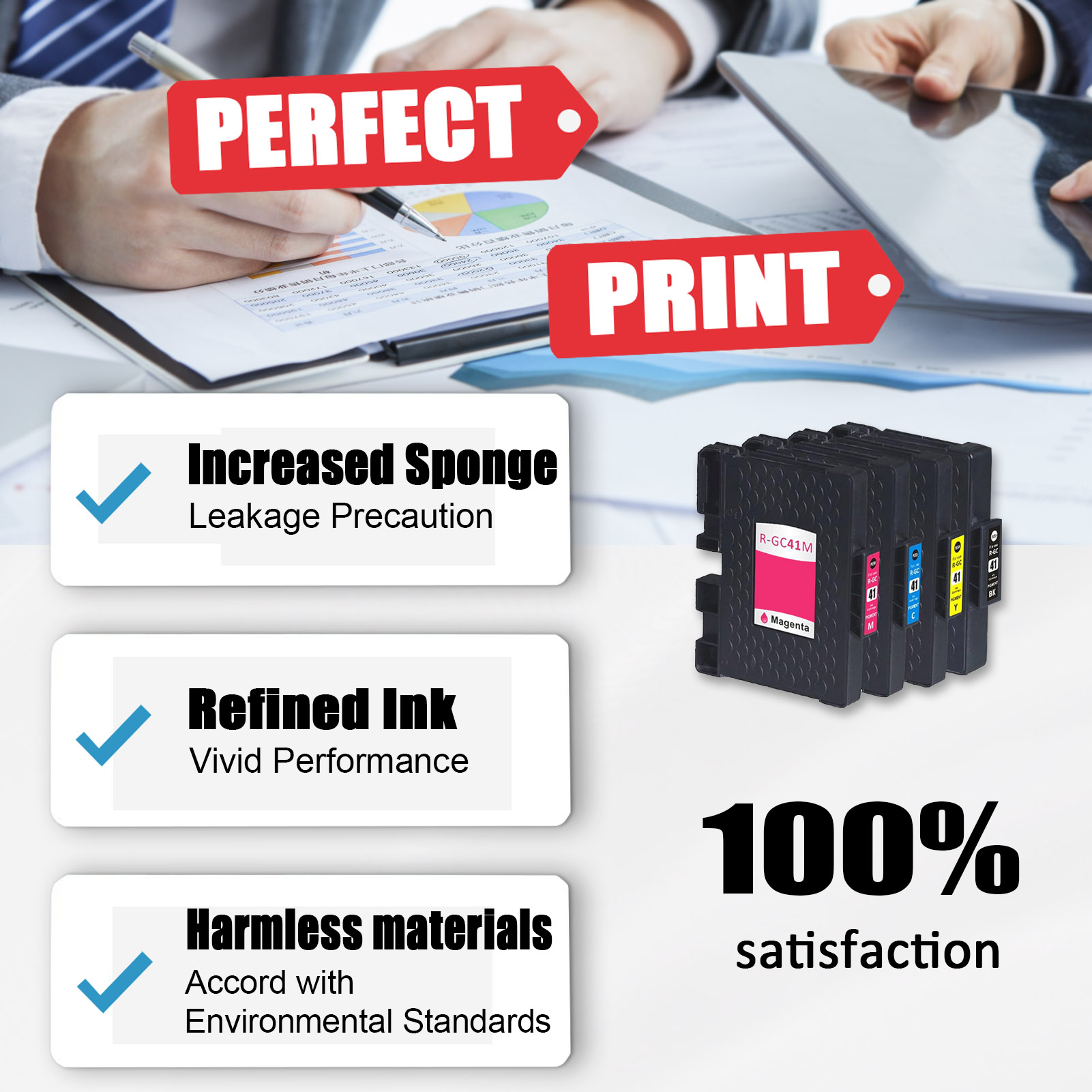 For Ricoh GC41 GC-41 Ink Cartridge Work for Ricoh Aficio SG 3110DNW 3110SFNW 3100SNW 2100N 3110DN 7100DN Printers-PrintsBoost