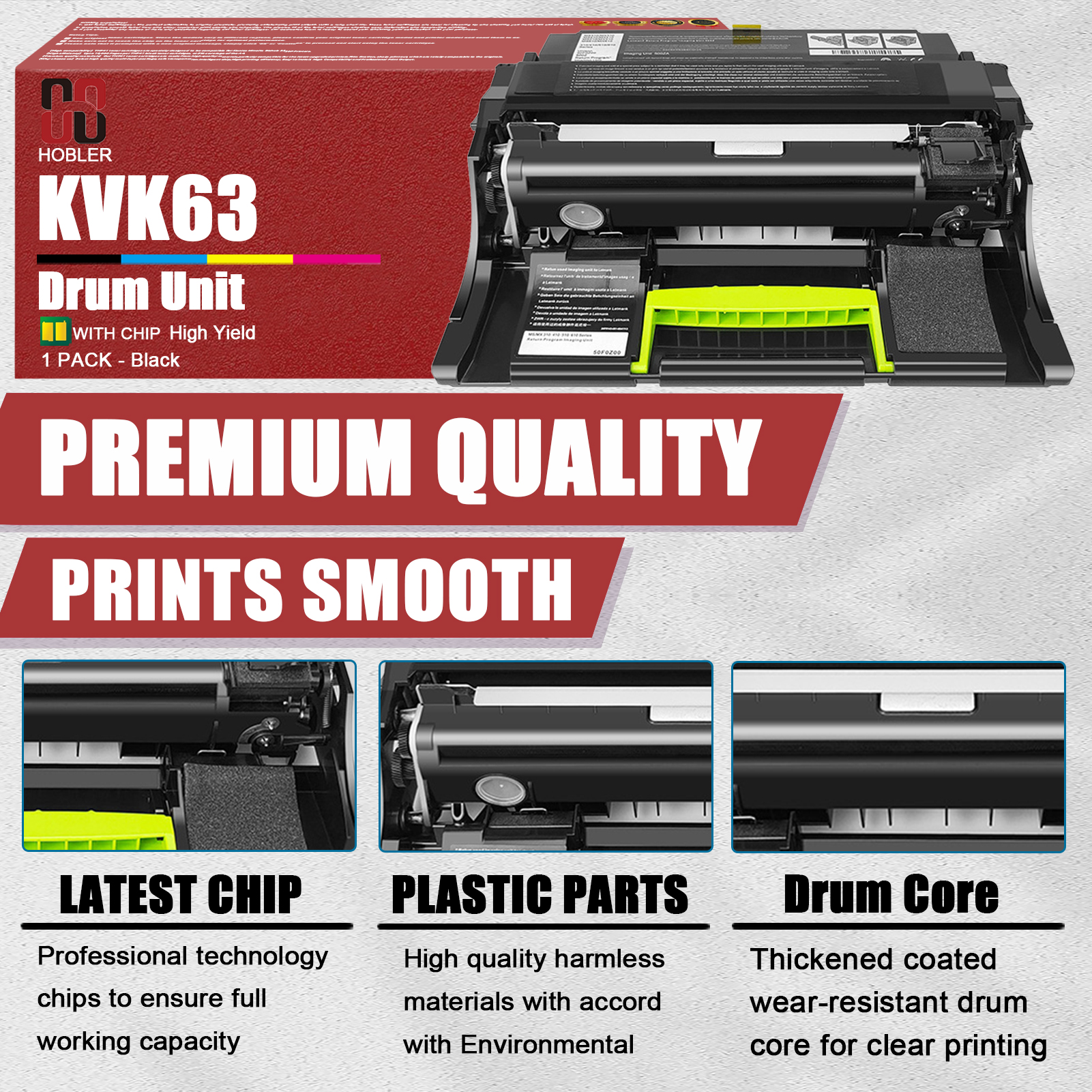 For Dell KVK63 331-9810 331-9811 Imaging Drum Unit Work for Dell B2360d B2360dn B3460dn B3465dn B3465dnf S2830dn S2830 Printers-PrintsBoost