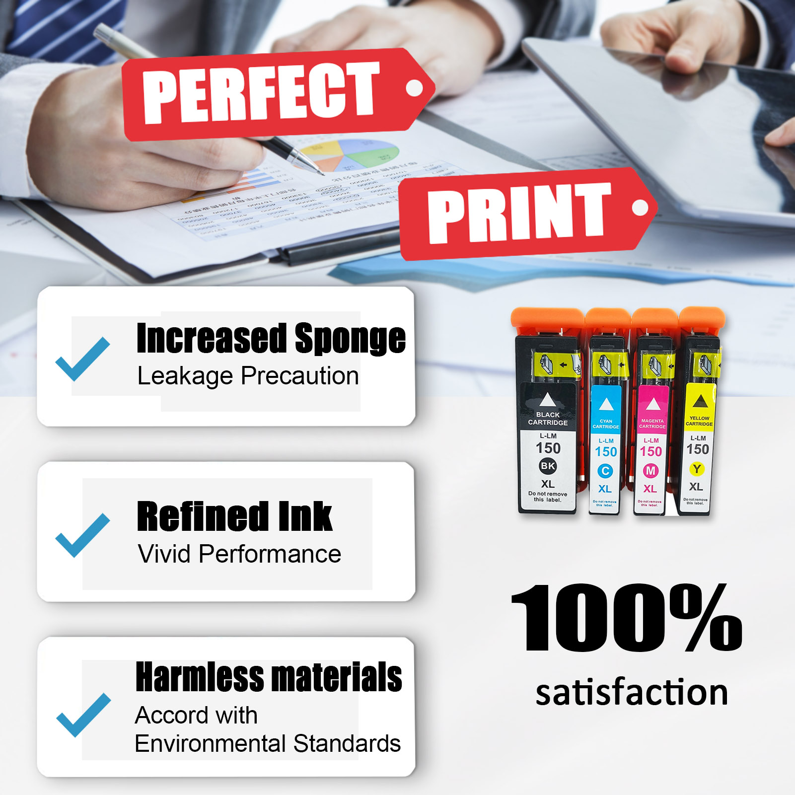 For Lexmark 150XL Ink Cartridge Work for Lexmark S315 S415 S515 Pro 715 915 Printers