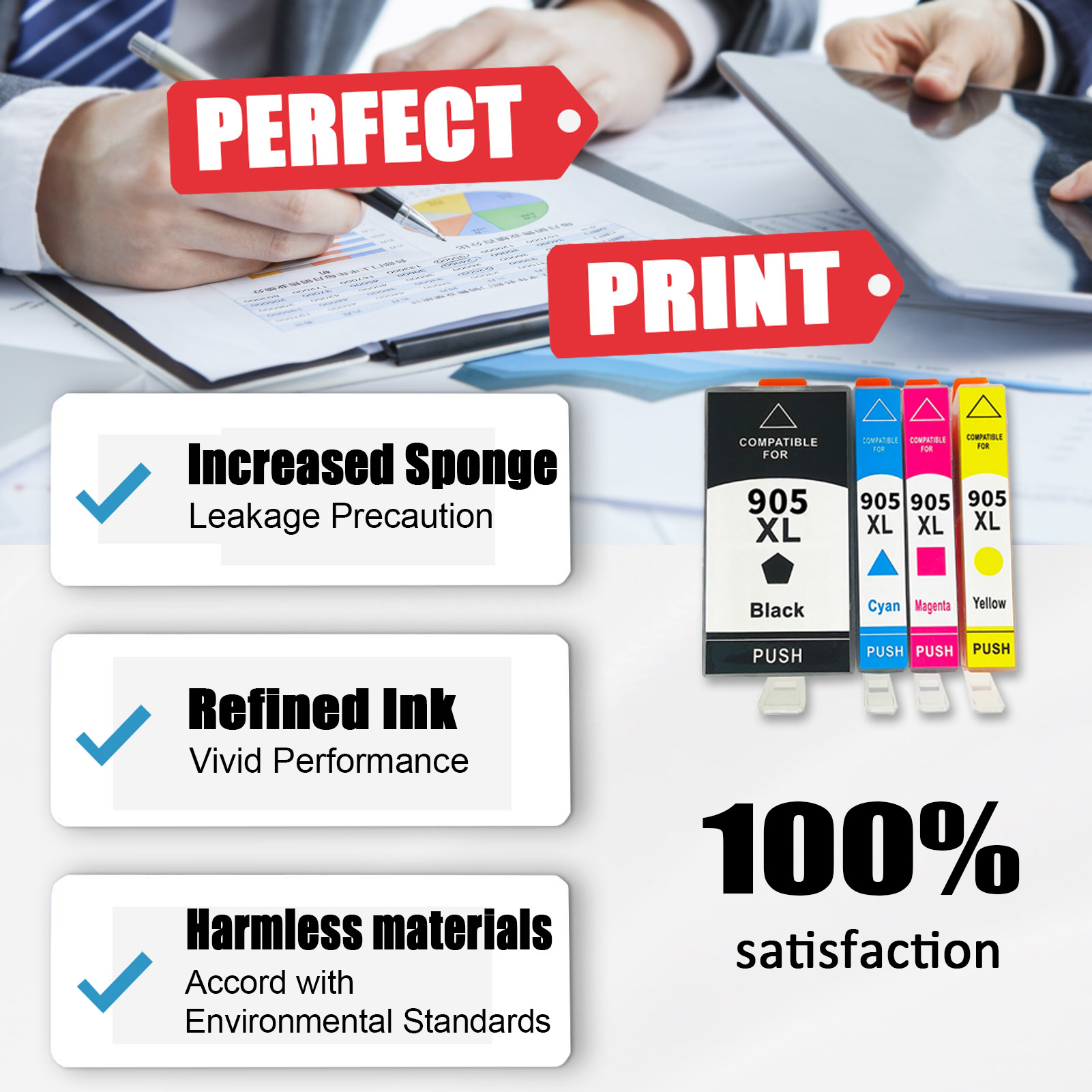 For HP 905XL Ink Cartridge Work For HP OfficeJet 6950 6960 6970 Printers