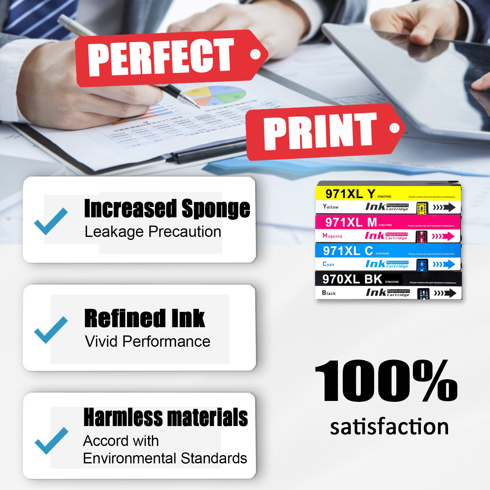 For HP 970XL 971XL Ink Cartridge Work For HP OfficeJet Pro X451dn X451dw X476dn X476dw X551dw X576dw Printers-PrintsBoost