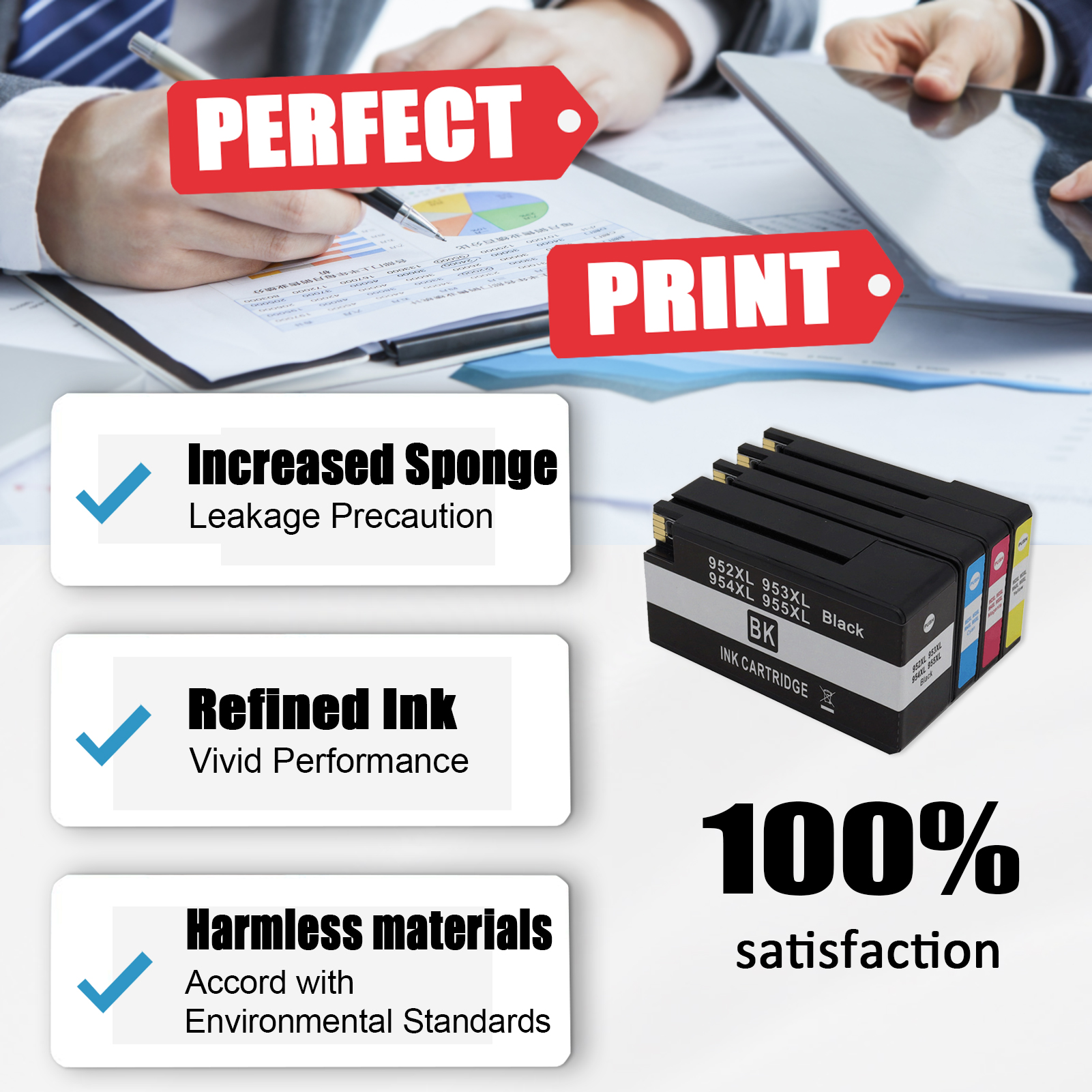 For HP 954XL Ink Cartridge Work for HP OfficeJet Pro 7720 7730 7740 8210 8216 8218 8702 8710 8715 8718 8720 8725 8728 8730 8740 Printers-PrintsBoost