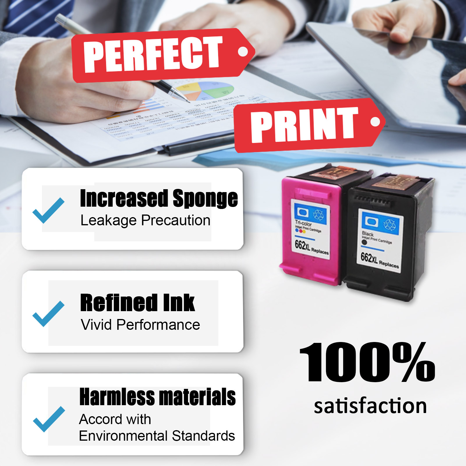 For HP 662XL Ink Cartridge Work For HP DeskJet 1015 1515 1516 2515 2516 2545 2546 2645 2646 3515 3516 3545 3546 3564 4645 Printers-PrintsBoost