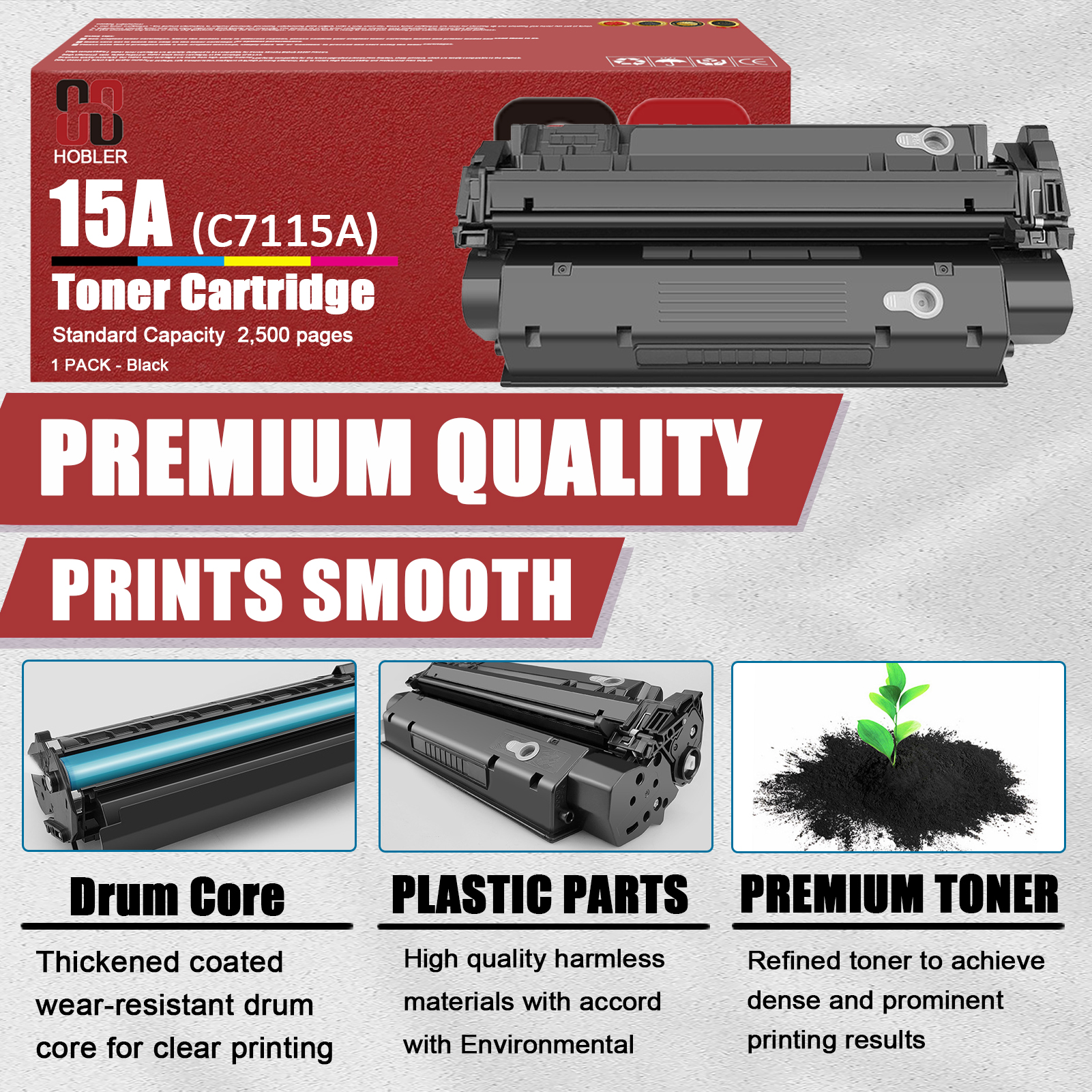 For HP 15A C7115A Toner Cartridge Work for HP Laserjet 1000 1005 1200 1220 3300 3320 3330 3380 Printers-PrintsBoost