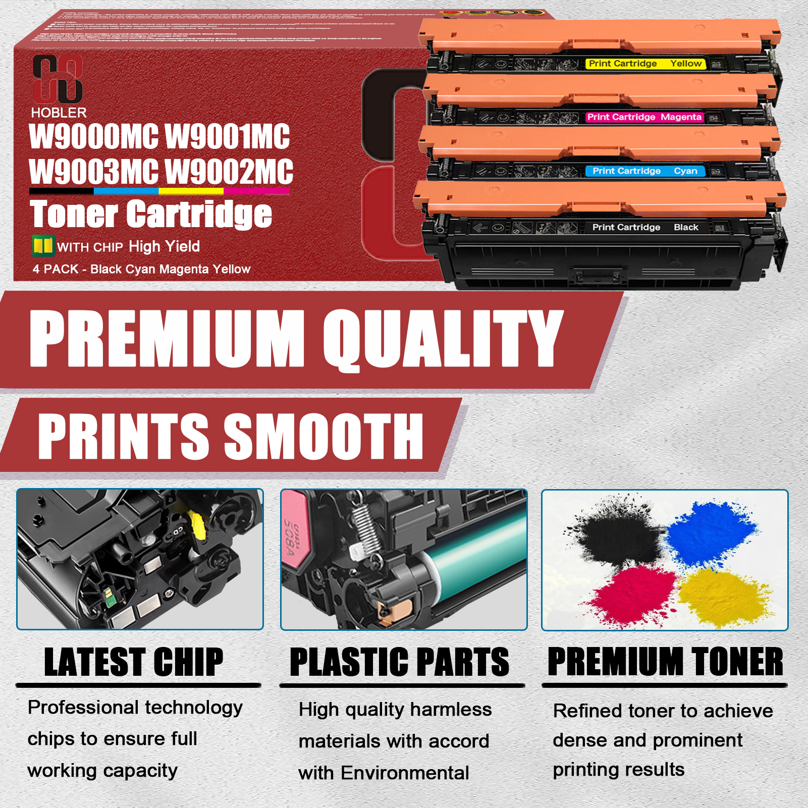For HP W9000MC W9001MC W9003MC W9002MC Toner Cartridge Work for HP Color LaserJet Managed E65150dn E65160dn E65050dn E65060dn Printers-PrintsBoost
