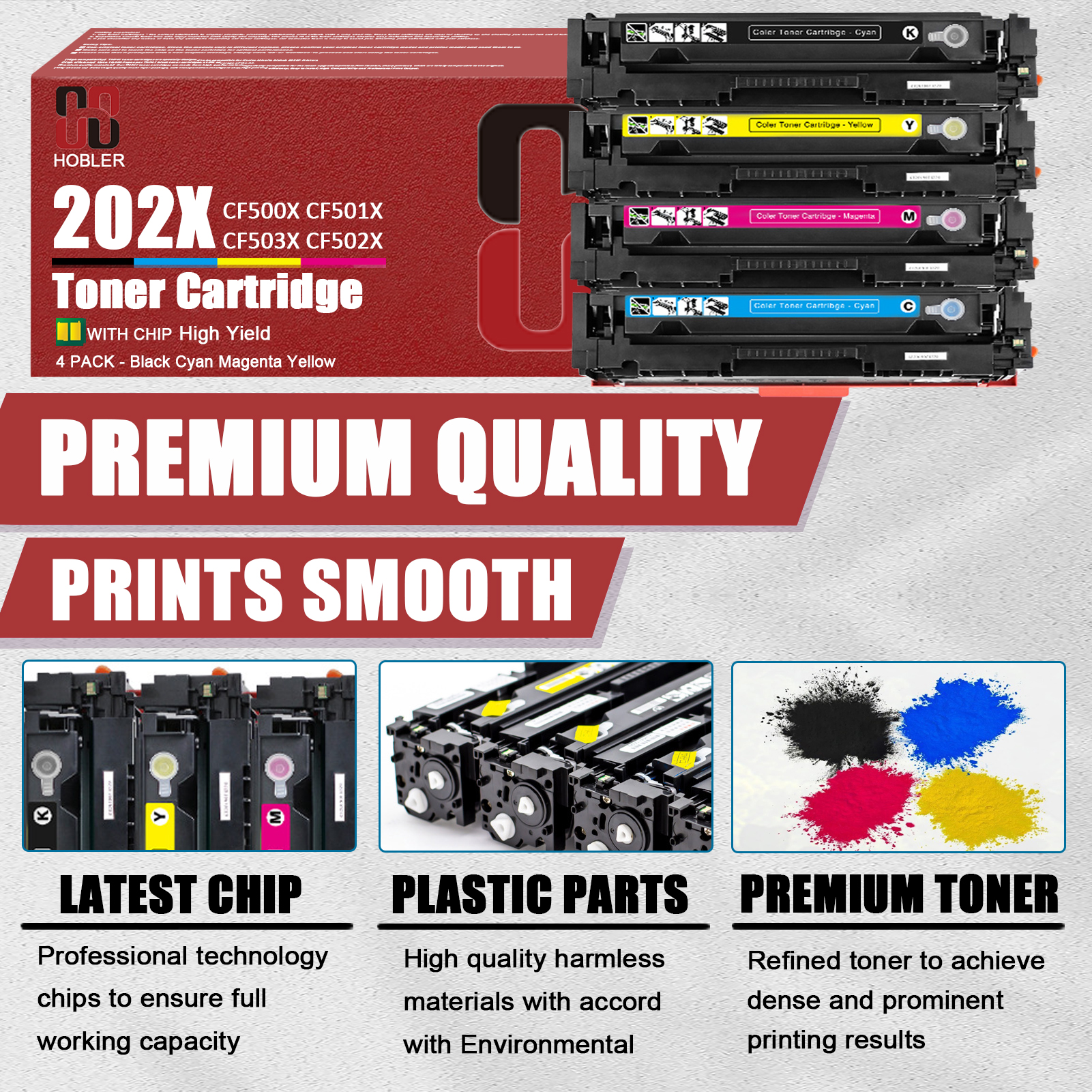 For HP 202X CF500X CF501X CF503X CF502X Toner Cartridge Work for HP Color LaserJet Pro M254dw M254dn M254nw MFP M280nw M281dw Printers-PrintsBoost