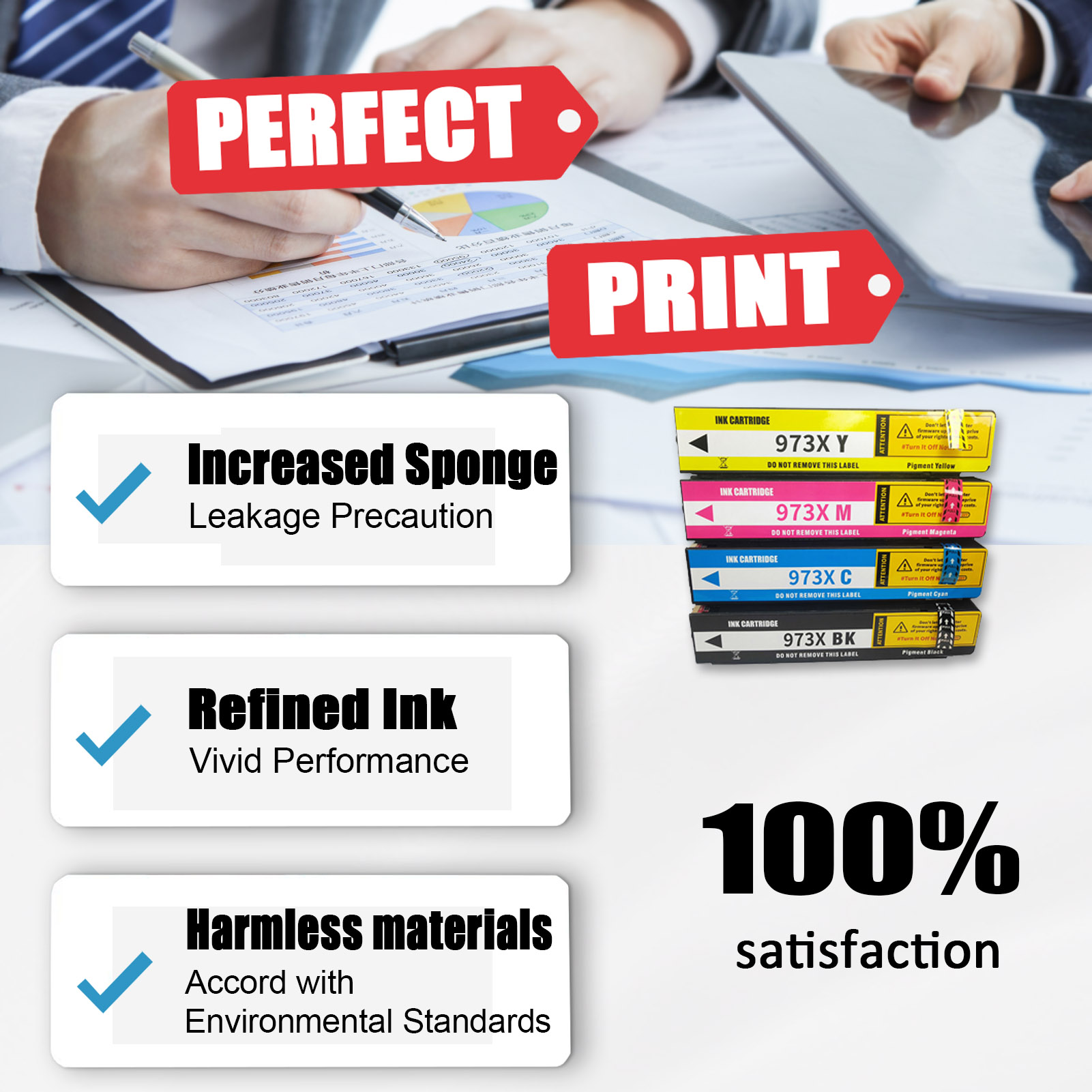 For HP 973X Ink Cartridge Work For HP Pagewide 452dn 452dw 477dn 477dw 552dw 577dw 577z P55250dw P57750dw Printers-PrintsBoost