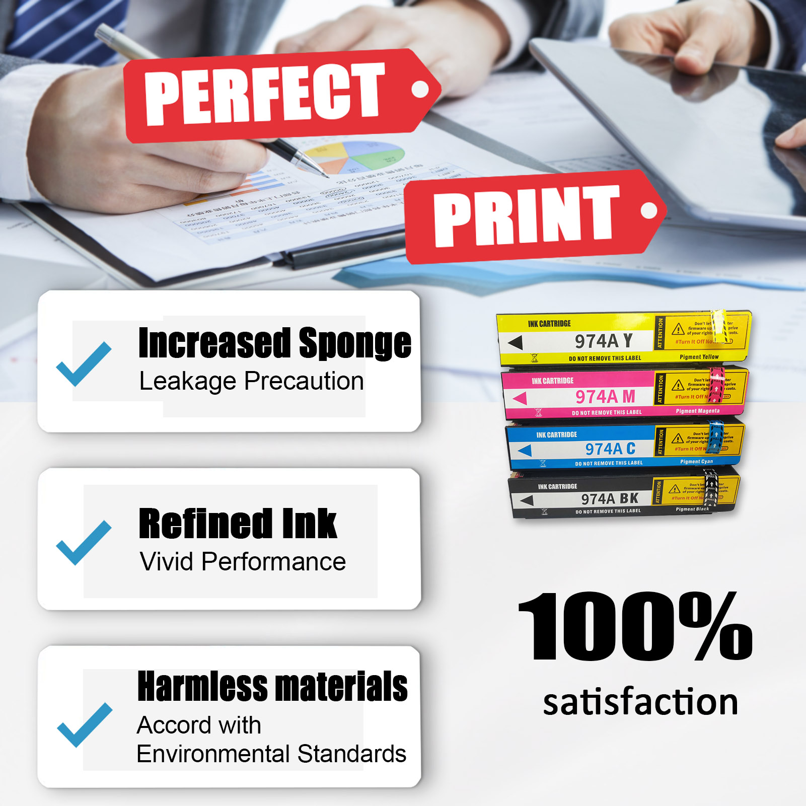 For HP 974A Ink Cartridge Work For HP Pagewide X352dw X377dw X452dw X477dw X577dw X552dw P55250dw P57750dw Printers-PrintsBoost