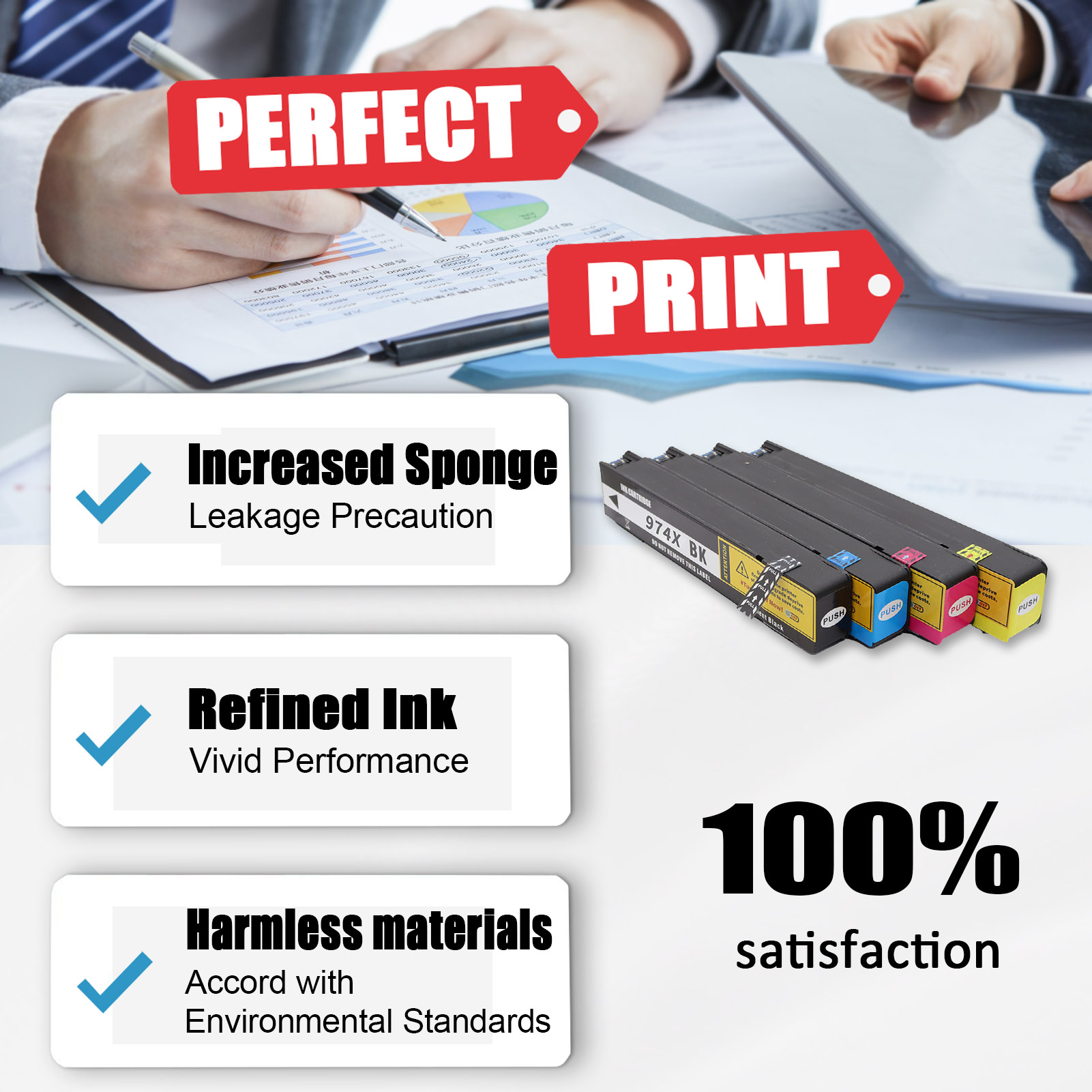 For HP 974X Ink Cartridge Work For HP Pagewide X352dw X377dw X452dw X477dw X577dw X552dw P55250dw P57750dw Printers-PrintsBoost